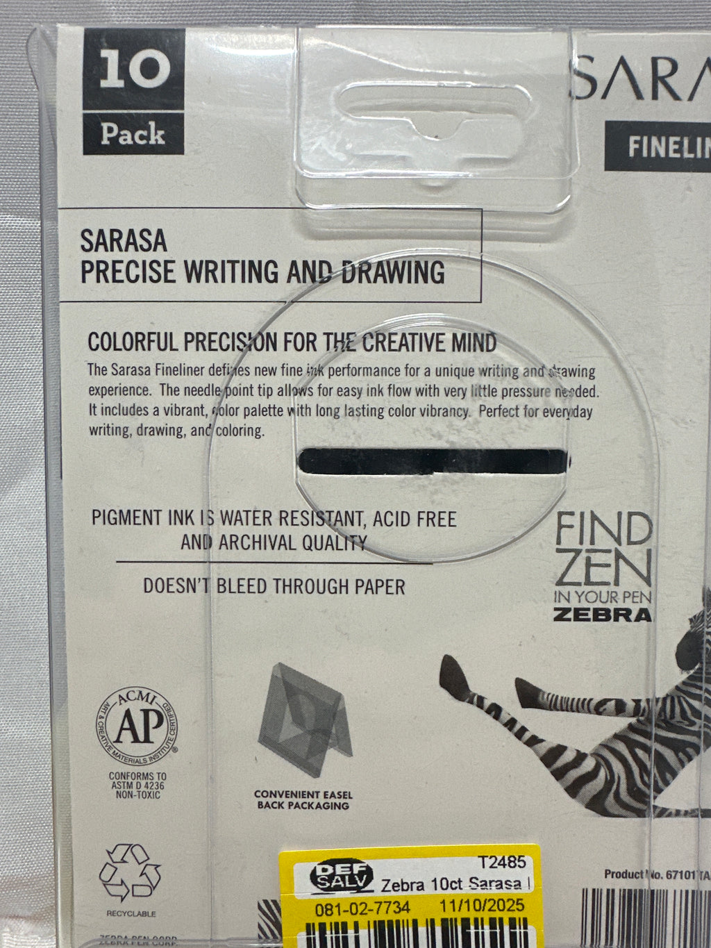 Zebra 10 Pc- Count Sarasa Fineliner Pens 0.8mm Assorted Colors