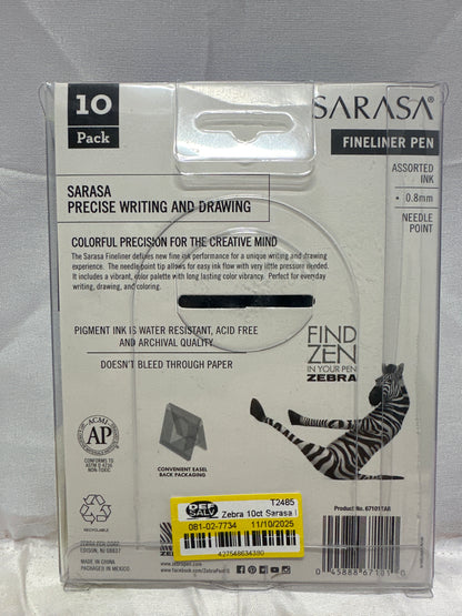 Zebra 10 Pc- Count Sarasa Fineliner Pens 0.8mm Assorted Colors