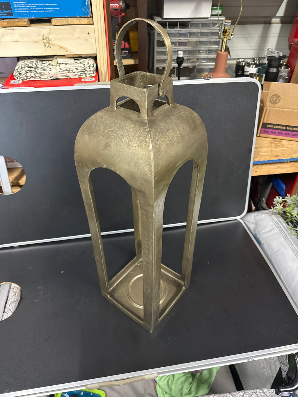 Pillar Cast Aluminum Lantern Candle Holders Gold - Threshold