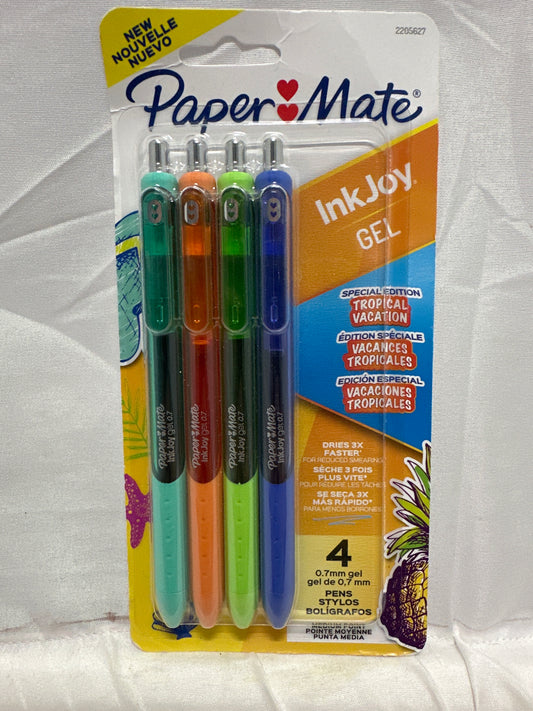 Paper Mate InkJoy Gel Pens 0.7mm Tropical Vacation 4-Pack Multicolor