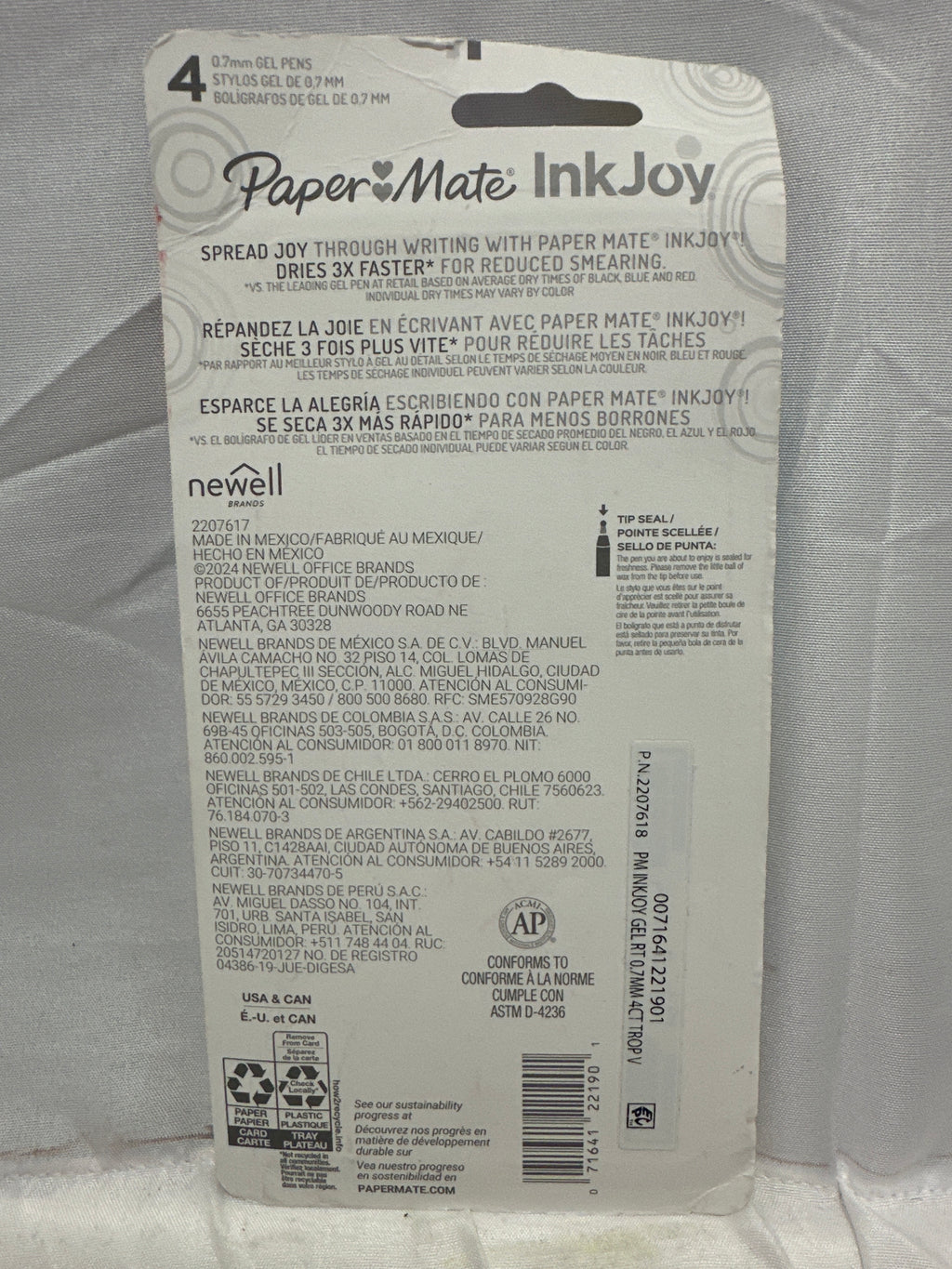 Paper Mate InkJoy Gel Pens 0.7mm Tropical Vacation 4-Pack Multicolor