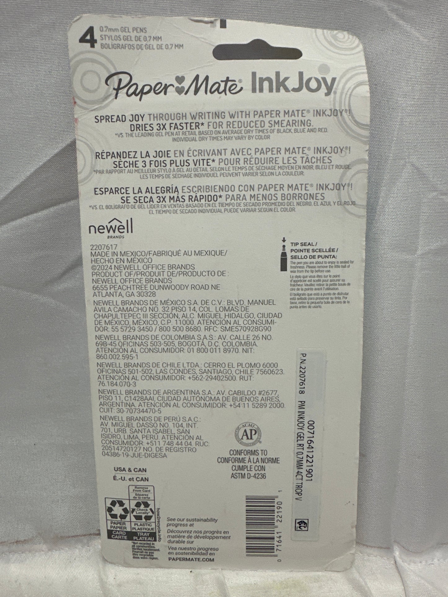 Paper Mate InkJoy Gel Pens 0.7mm Tropical Vacation 4-Pack Multicolor