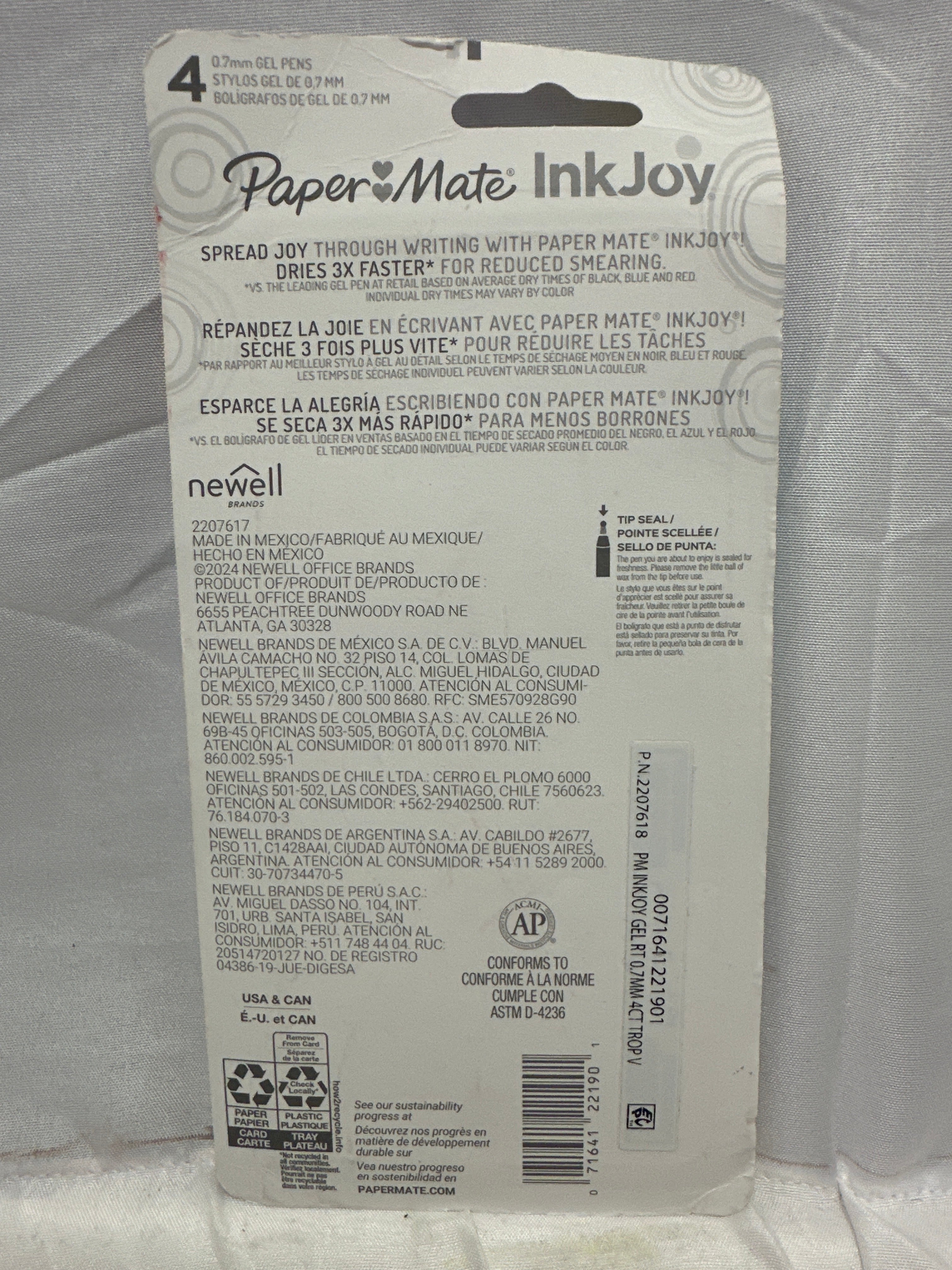 Paper Mate InkJoy Gel Pens 0.7mm Tropical Vacation 4-Pack Multicolor