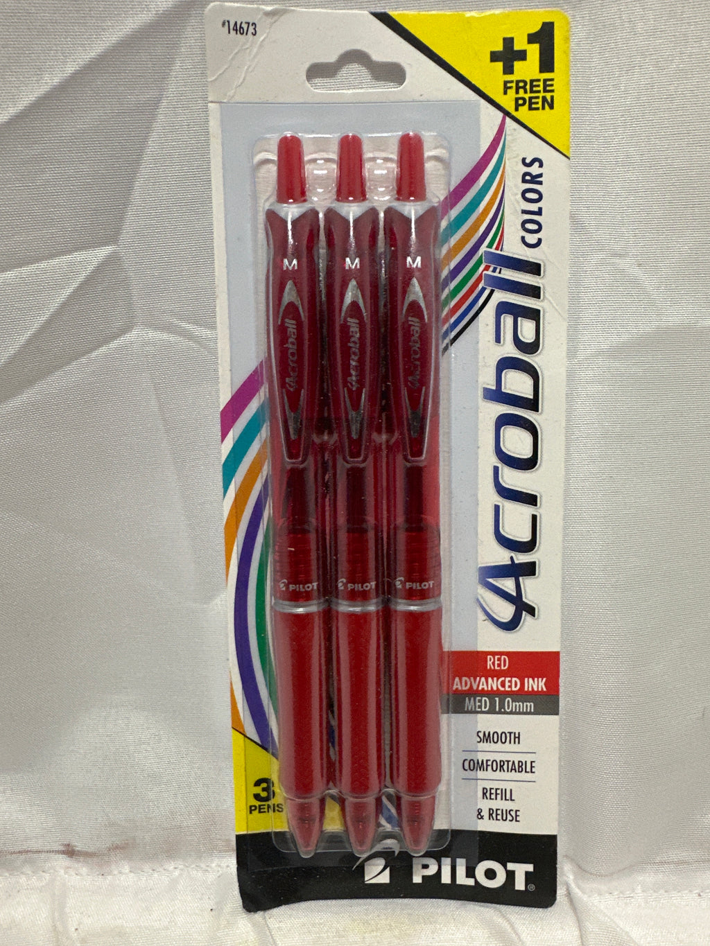Pilot Acroball Begreen Retractable Ballpoint Pens Medium 1.0 Red Ink - 3 Pack