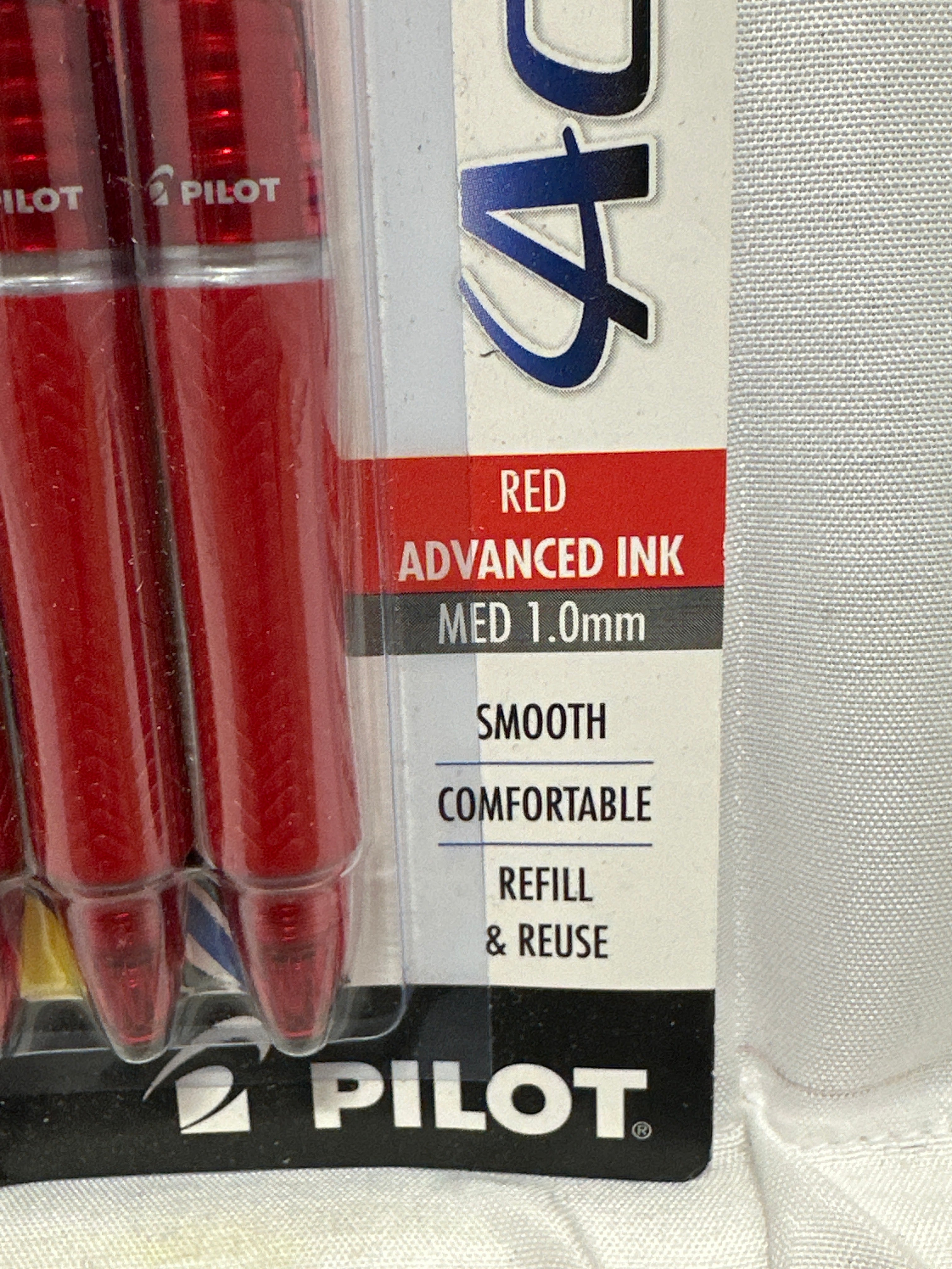 Pilot Acroball Begreen Retractable Ballpoint Pens Medium 1.0 Red Ink - 3 Pack
