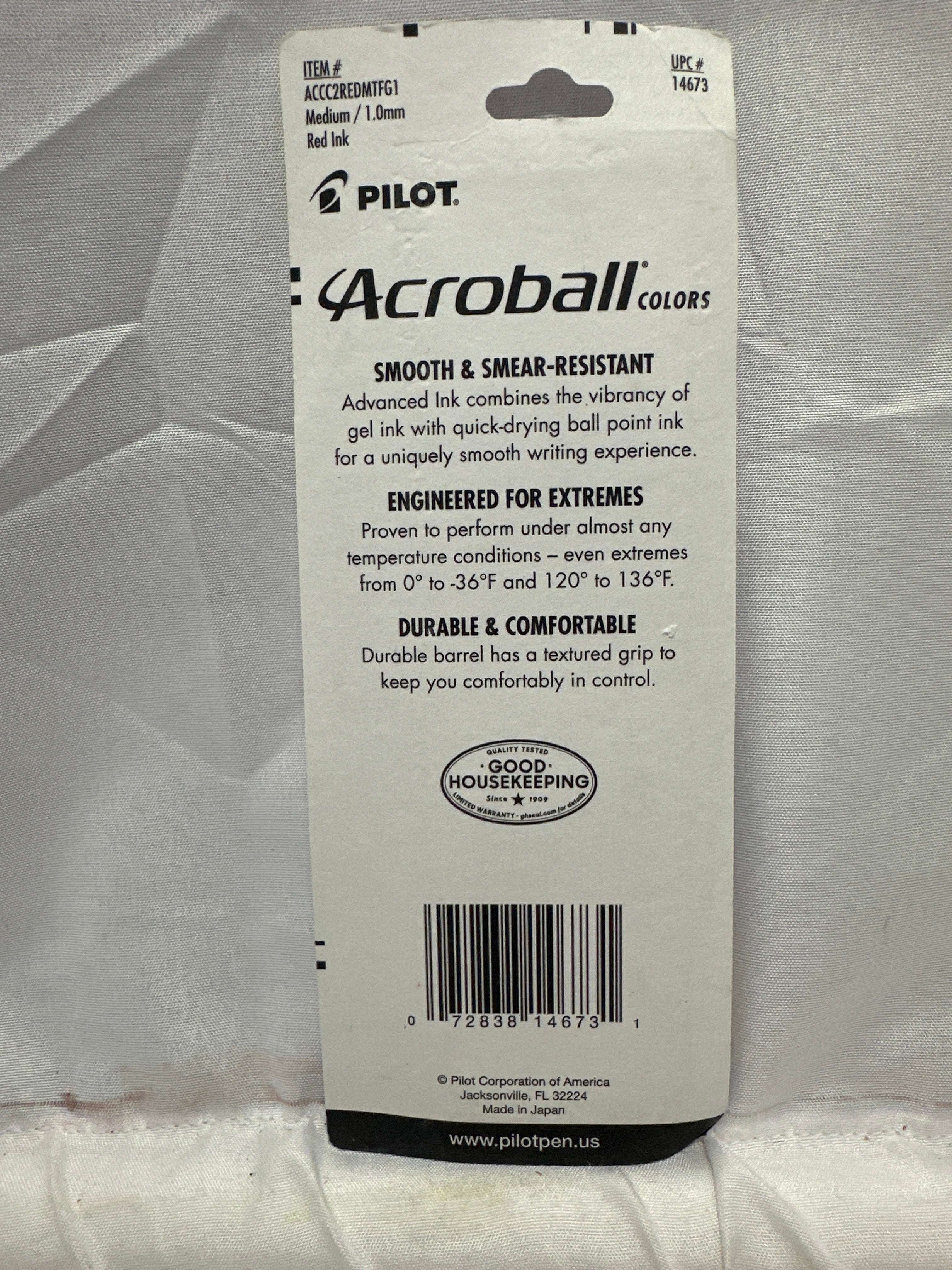 Pilot Acroball Begreen Retractable Ballpoint Pens Medium 1.0 Red Ink - 3 Pack