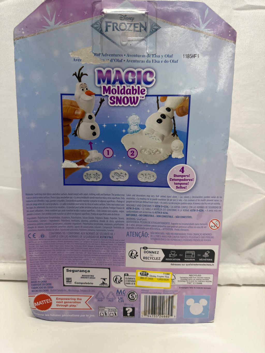 Disney Frozen Elsa Olaf Doll Magic Moldable Snow Set Mattel Playset