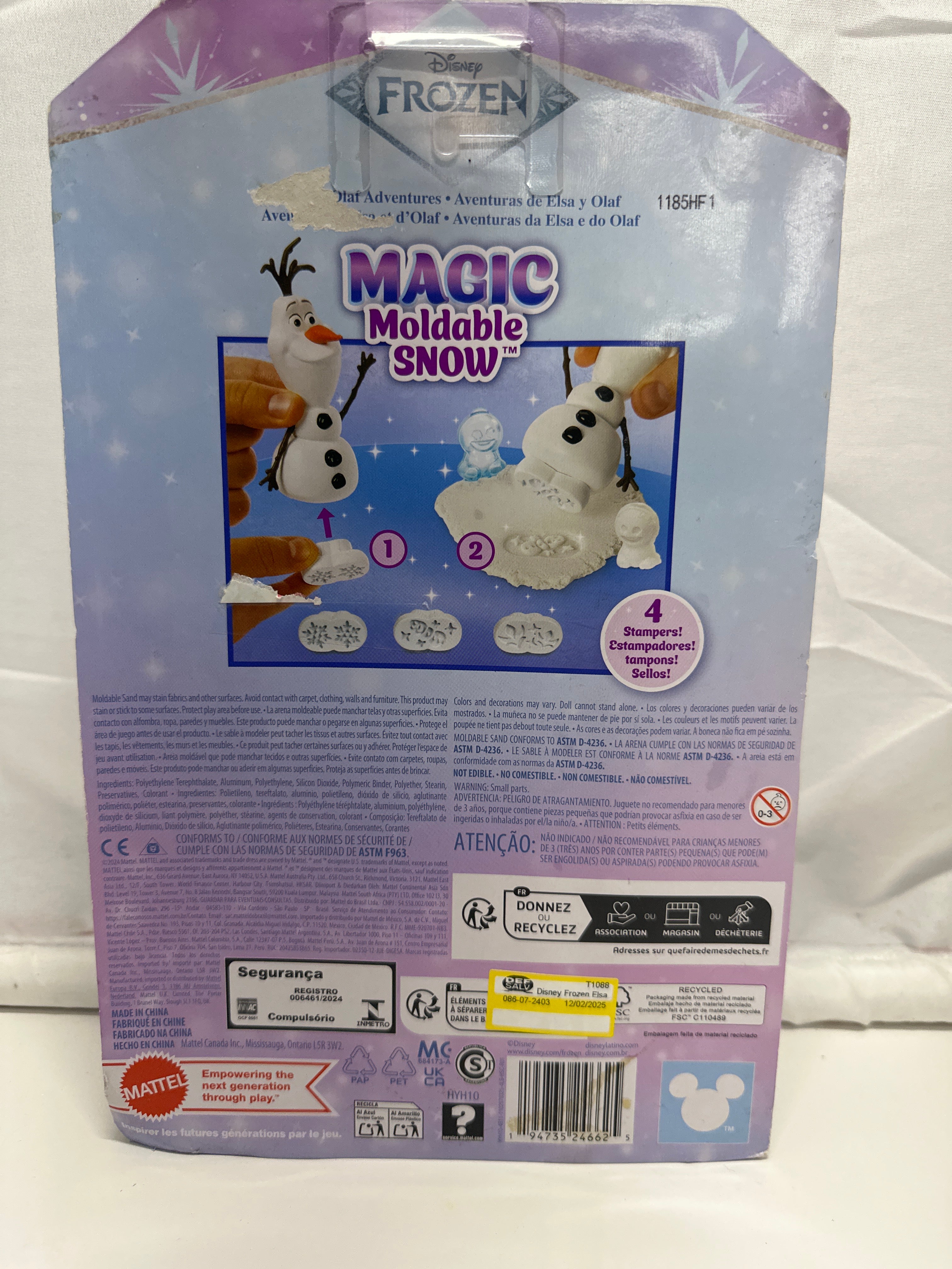 Disney Frozen Elsa Olaf Doll Magic Moldable Snow Set Mattel Playset