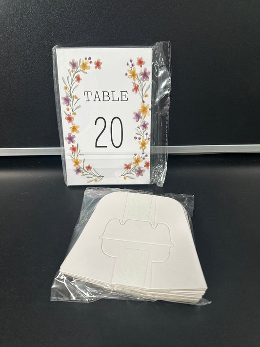 Floral Table Number Cards 1-26, Geometric Double Sided 4 x 6 Card Stock for Wedding Decorations, Receptions, Party, Baby Showers, Special Events