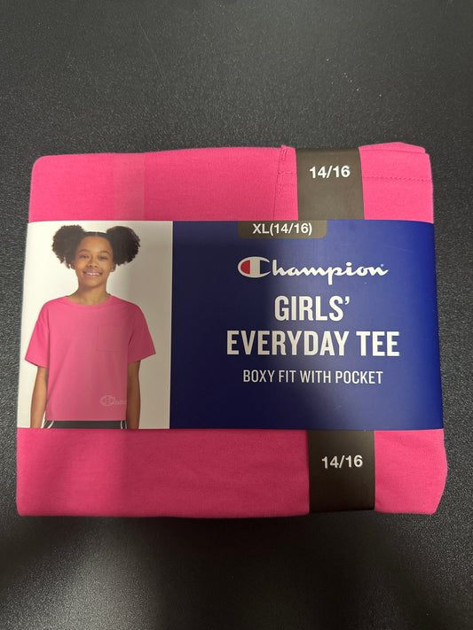 champion girls everyday tee boxy fit with pocket (XL)