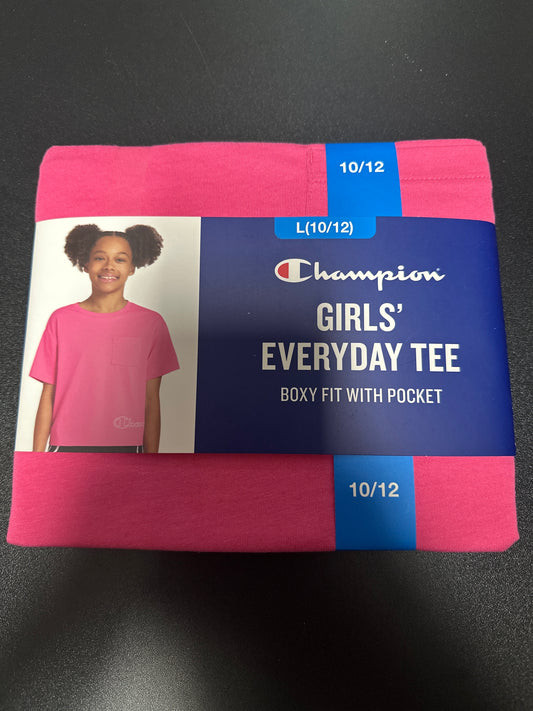 champion girls everyday tee boxy fit with pocket (L)