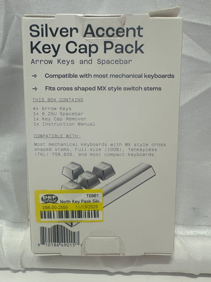 North Silver Accent Keycap Pack Chrome Keyboard Arrow Keys Set