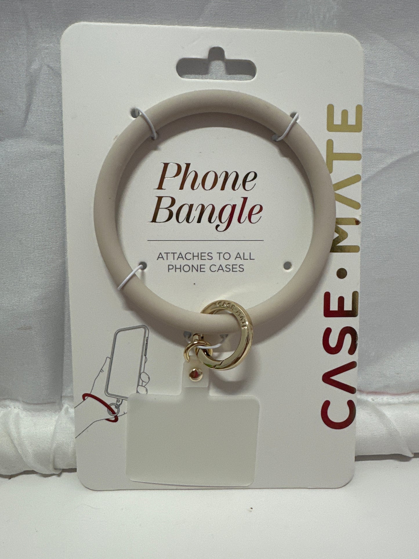 Case-Mate Phone Bangle Wrist Strap Beige Gold Ring Holder