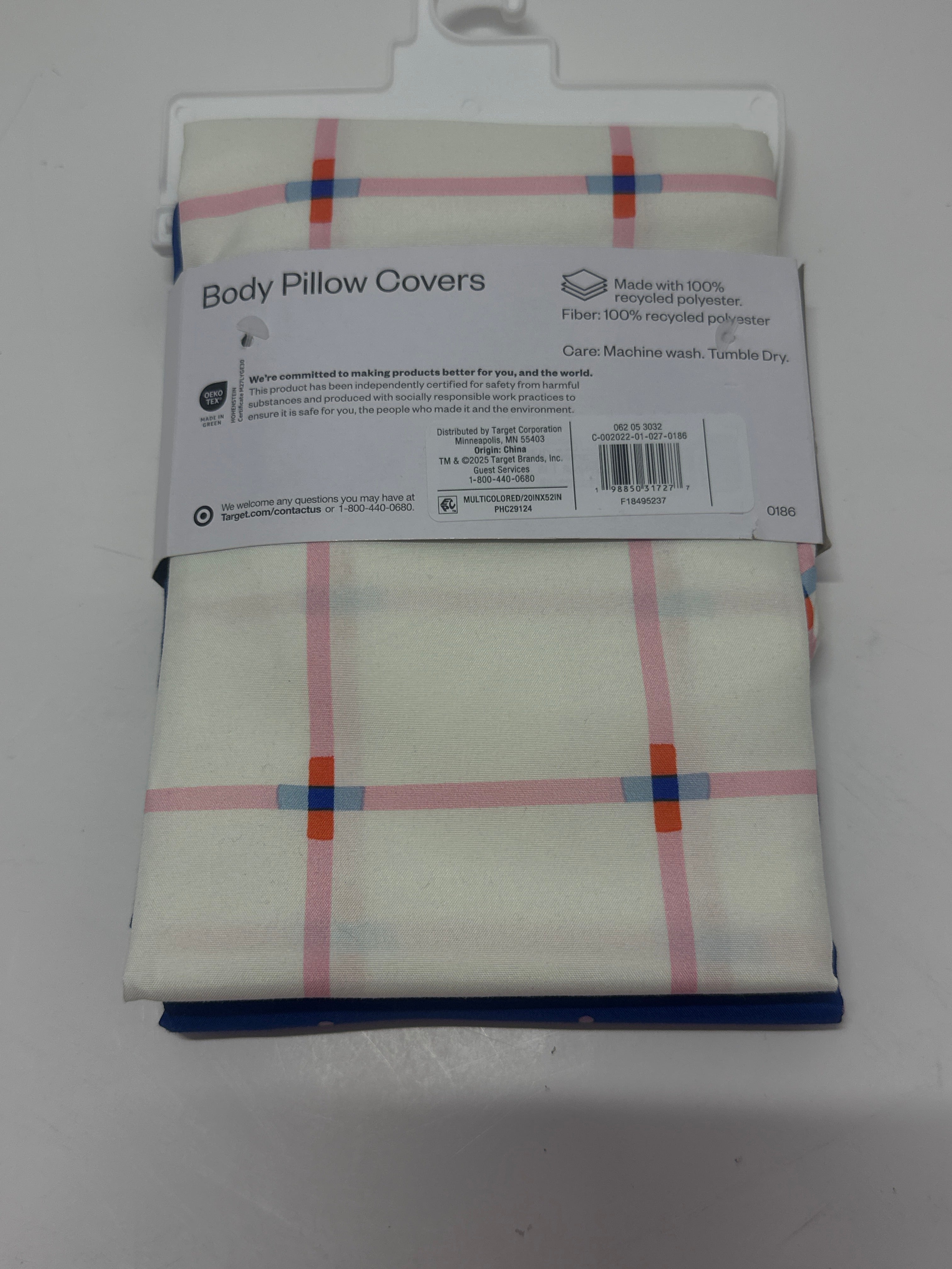 Room Essentials Body Pillow Covers Set Blue Pattern Plaid Design