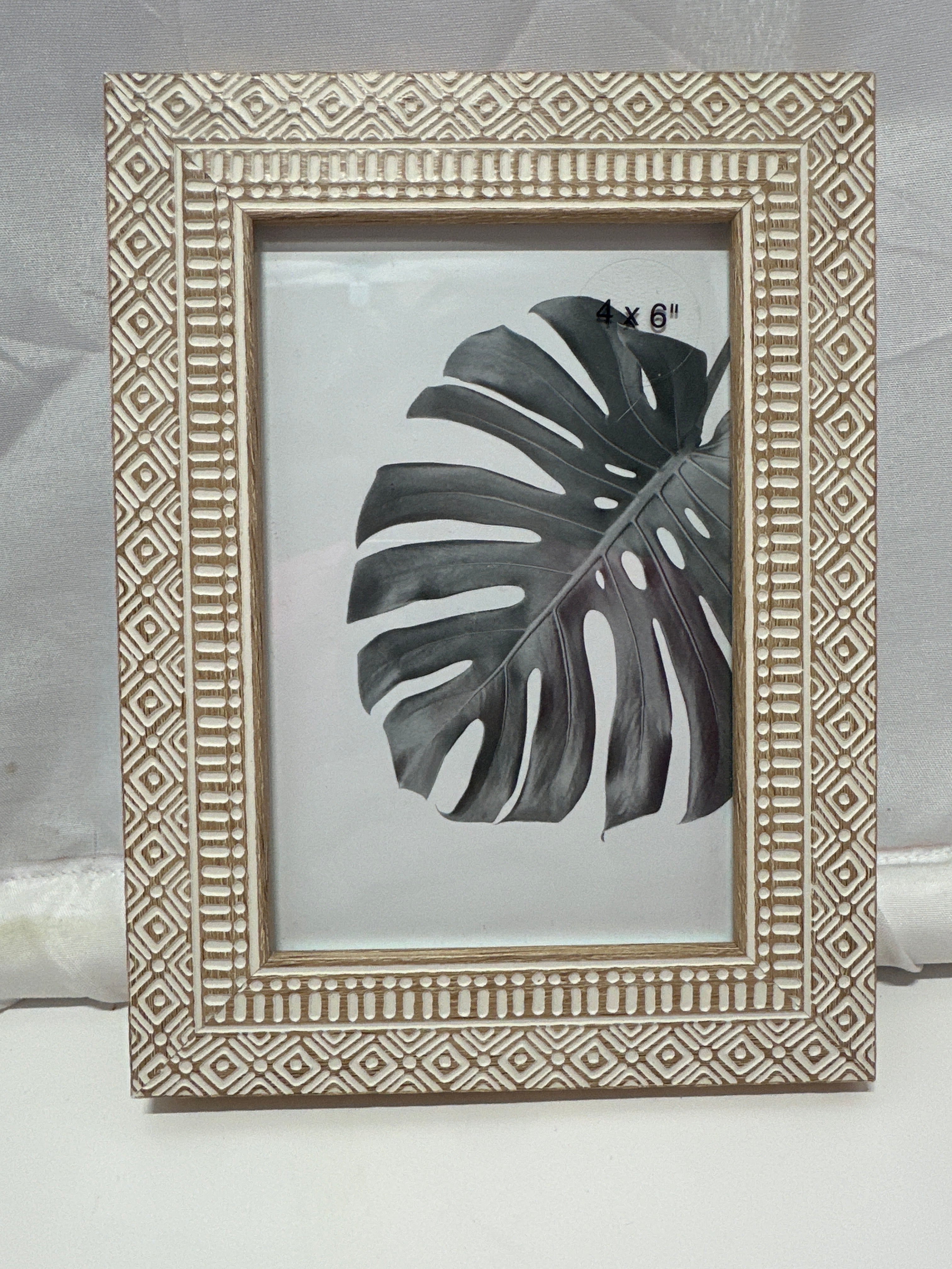 Threshold Global Diamond 4x6 Picture Frame Natural White Tabletop Frame