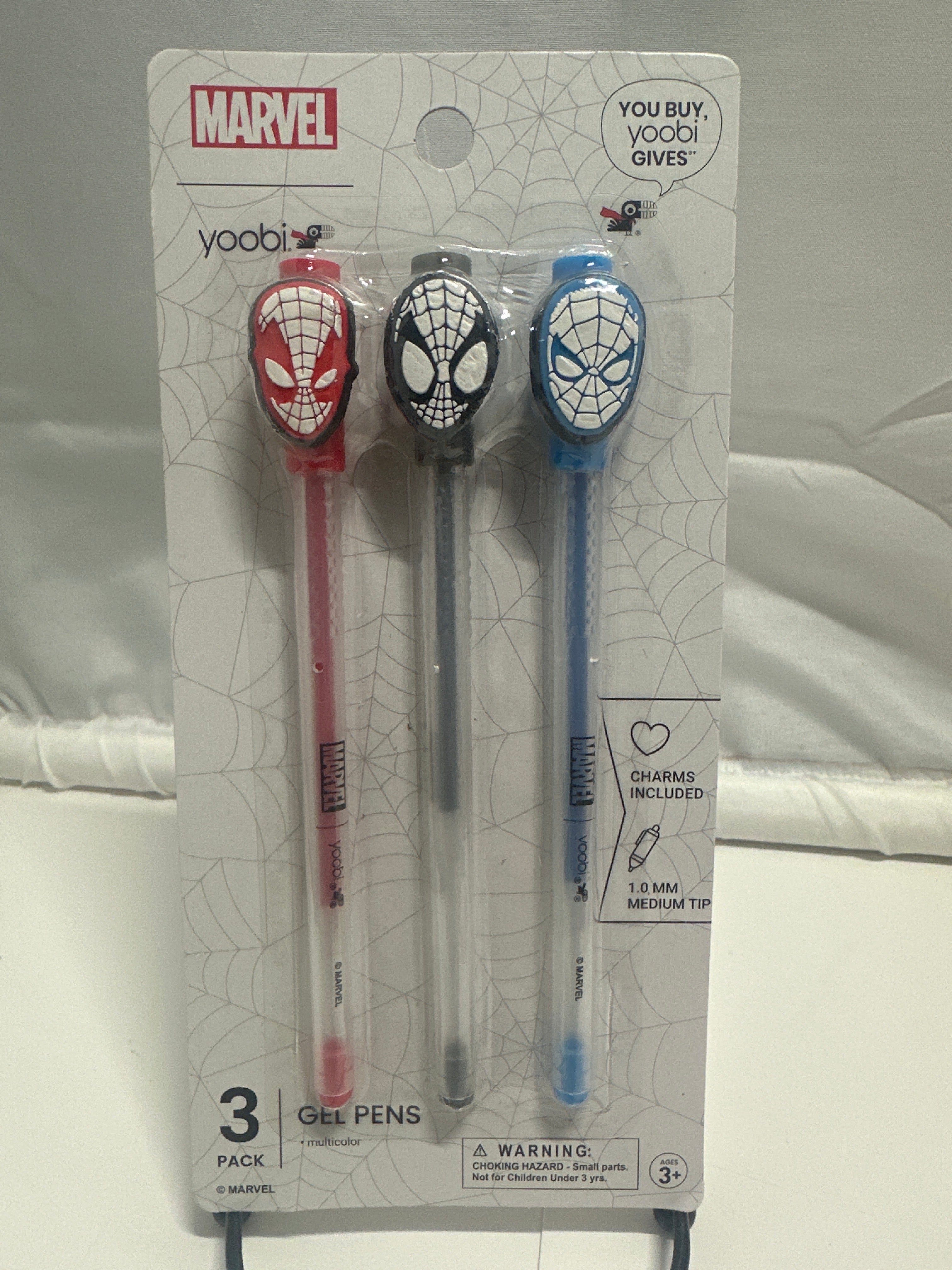 Marvel Spider-Man Yoobi Gel Pens 3 Pack Multicolor Ink Medium Tip