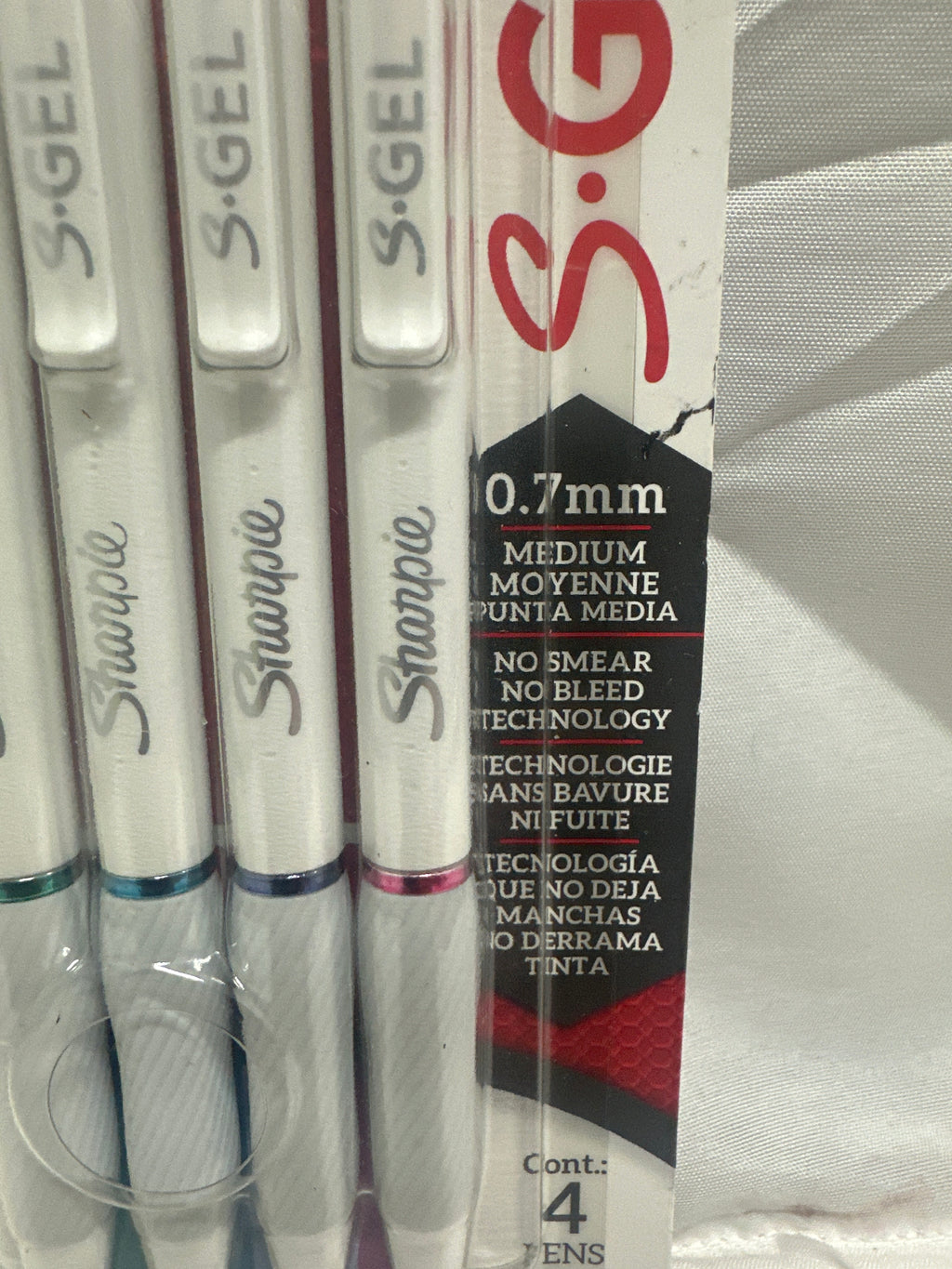 Sharpie S-Gel Pens 4 Pack 0.7mm Medium No Smear Assorted Colors