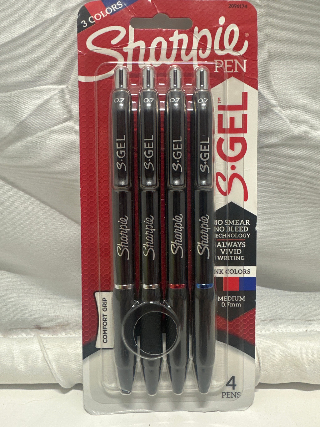 Sharpie S-Gel Pens 4 Pack 0.7mm Medium Black Blue Red No Smear Gel Ink