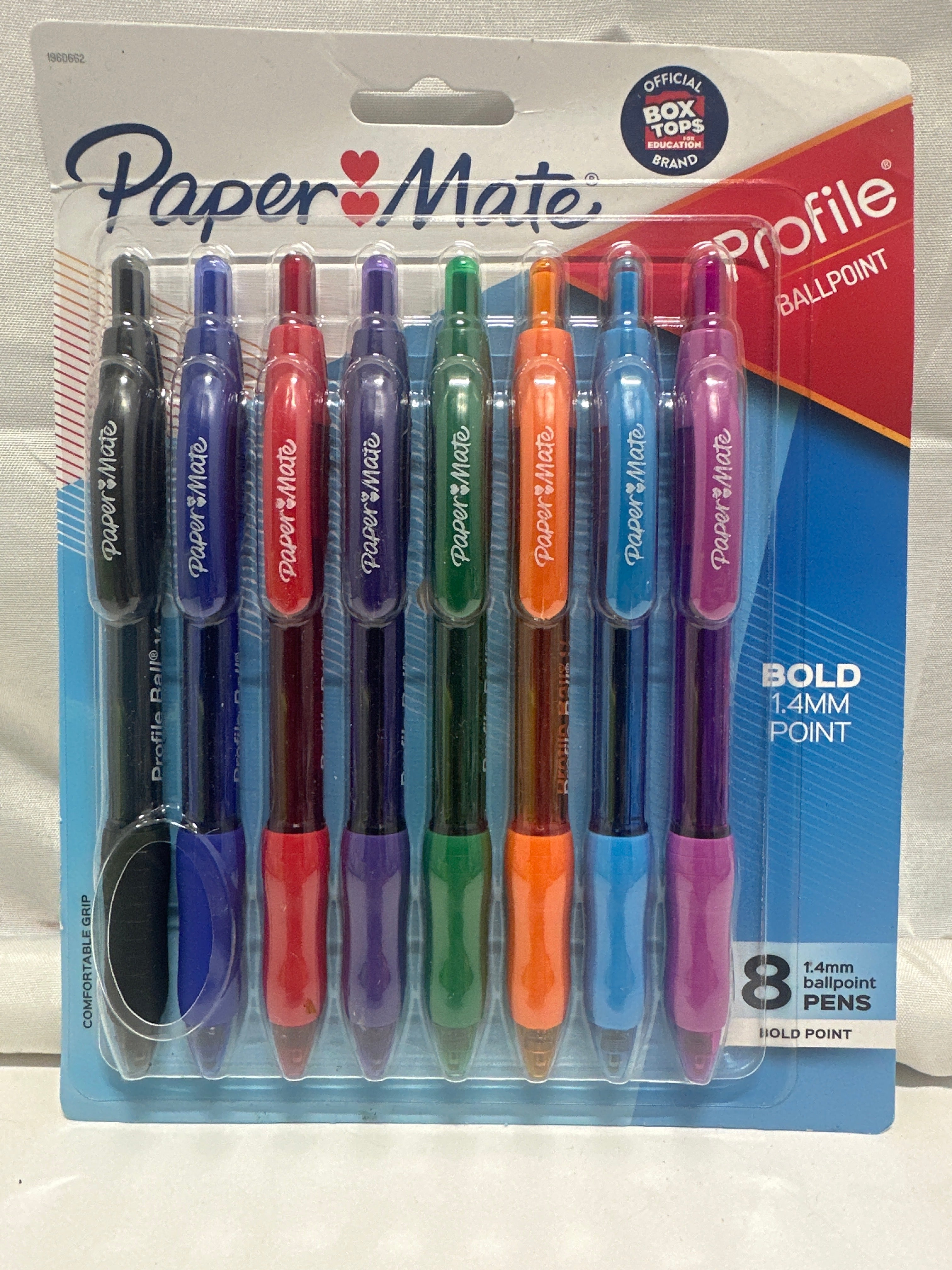 Paper Mate Profile Ballpoint Pens 8 Pack 1.4mm Bold Assorted Colors Comfort Grip