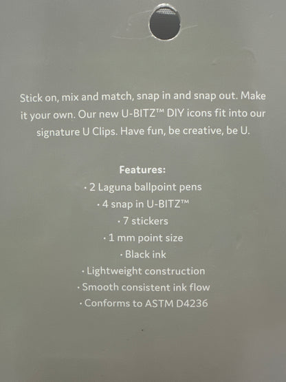 U Brands Laguna Customizable Pens Set 7pc Ballpoint Black Ink 1mm Fox Nature Charms