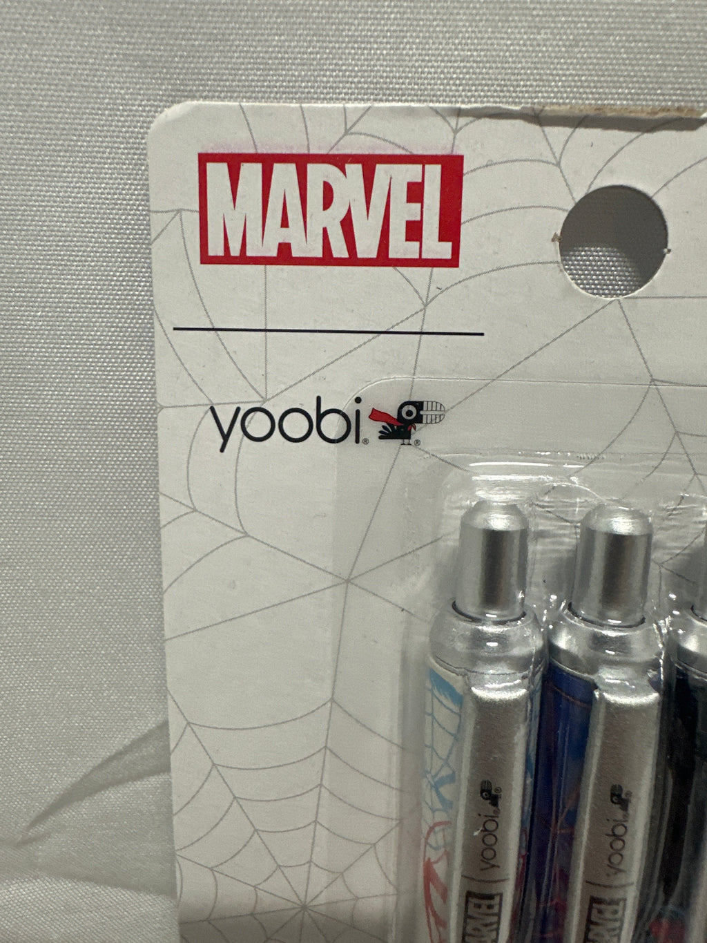 Marvel Yoobi Spider Man Ballpoint Pens 3 Pack 1.0mm Black Ink School Office