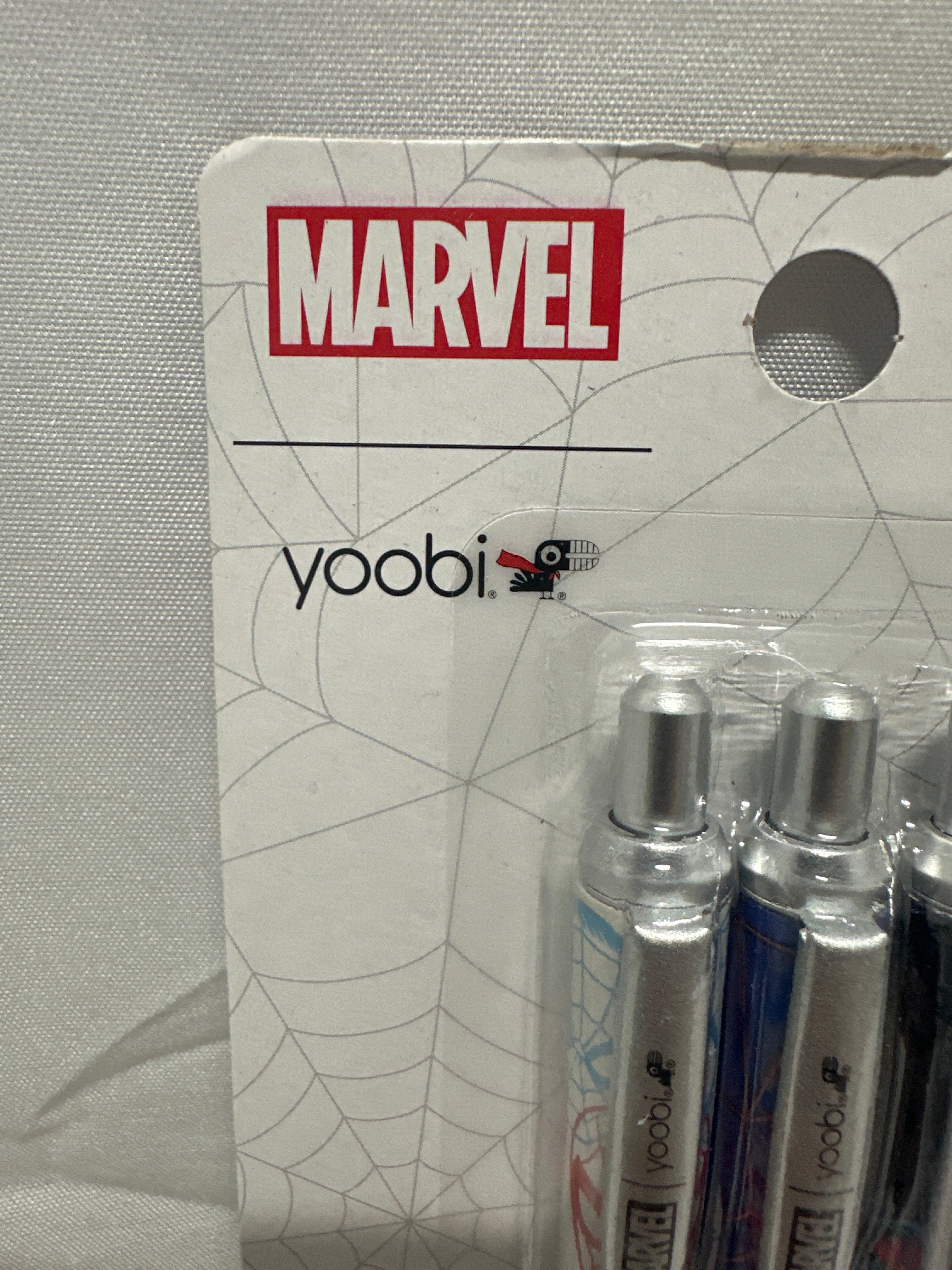 Marvel Yoobi Spider Man Ballpoint Pens 3 Pack 1.0mm Black Ink School Office