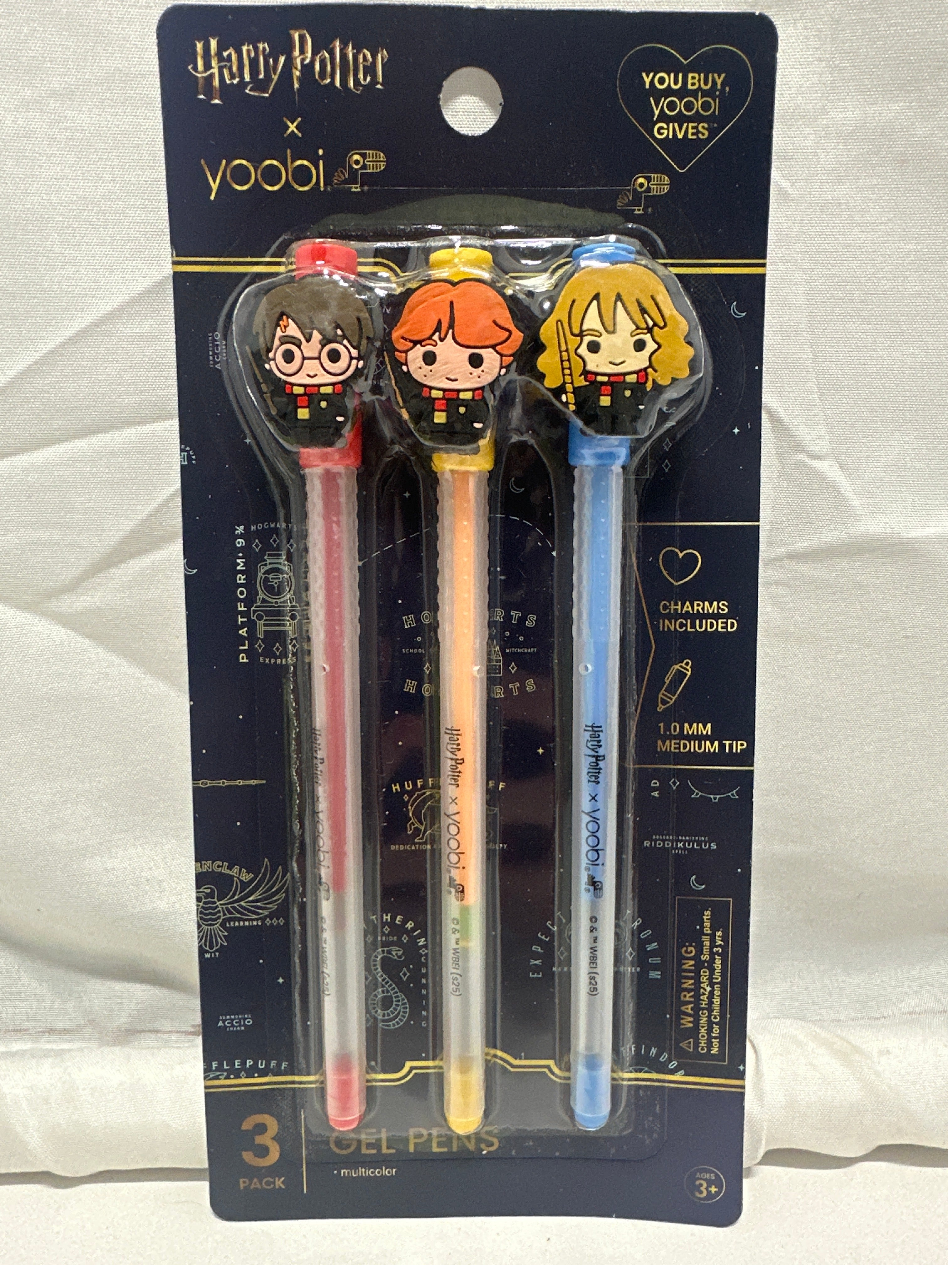 Harry Potter Yoobi Gel Pens 3 Pack Character Charm Pens 1.0mm Multicolor