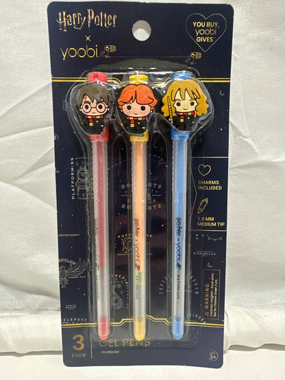 Harry Potter Yoobi Gel Pens 3 Pack Character Charm Pens 1.0mm Multicolor