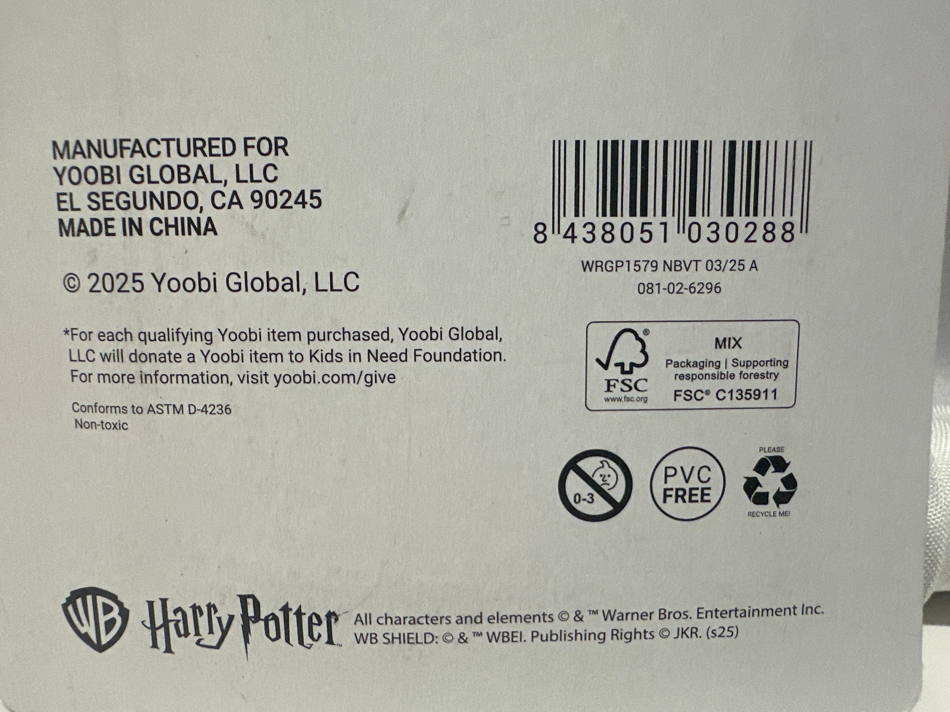 Harry Potter Yoobi Gel Pens 3 Pack Character Charm Pens 1.0mm Multicolor