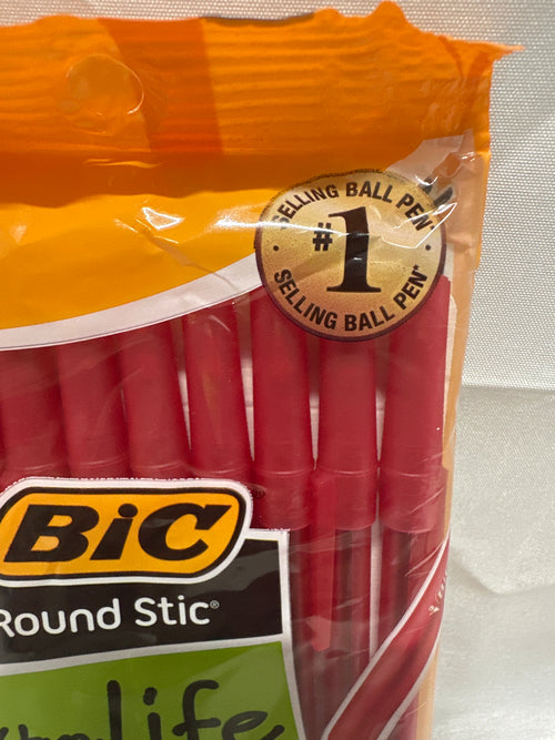 BIC Round Stic Xtra Life Ballpoint Pens Red Medium 10 Pack Bulk Writing Pens