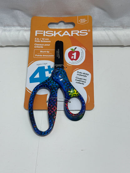 Fiskars Kids Scissors 3 Pack 5” Ages 4+ Blue Speckled Rainbow Basketball School