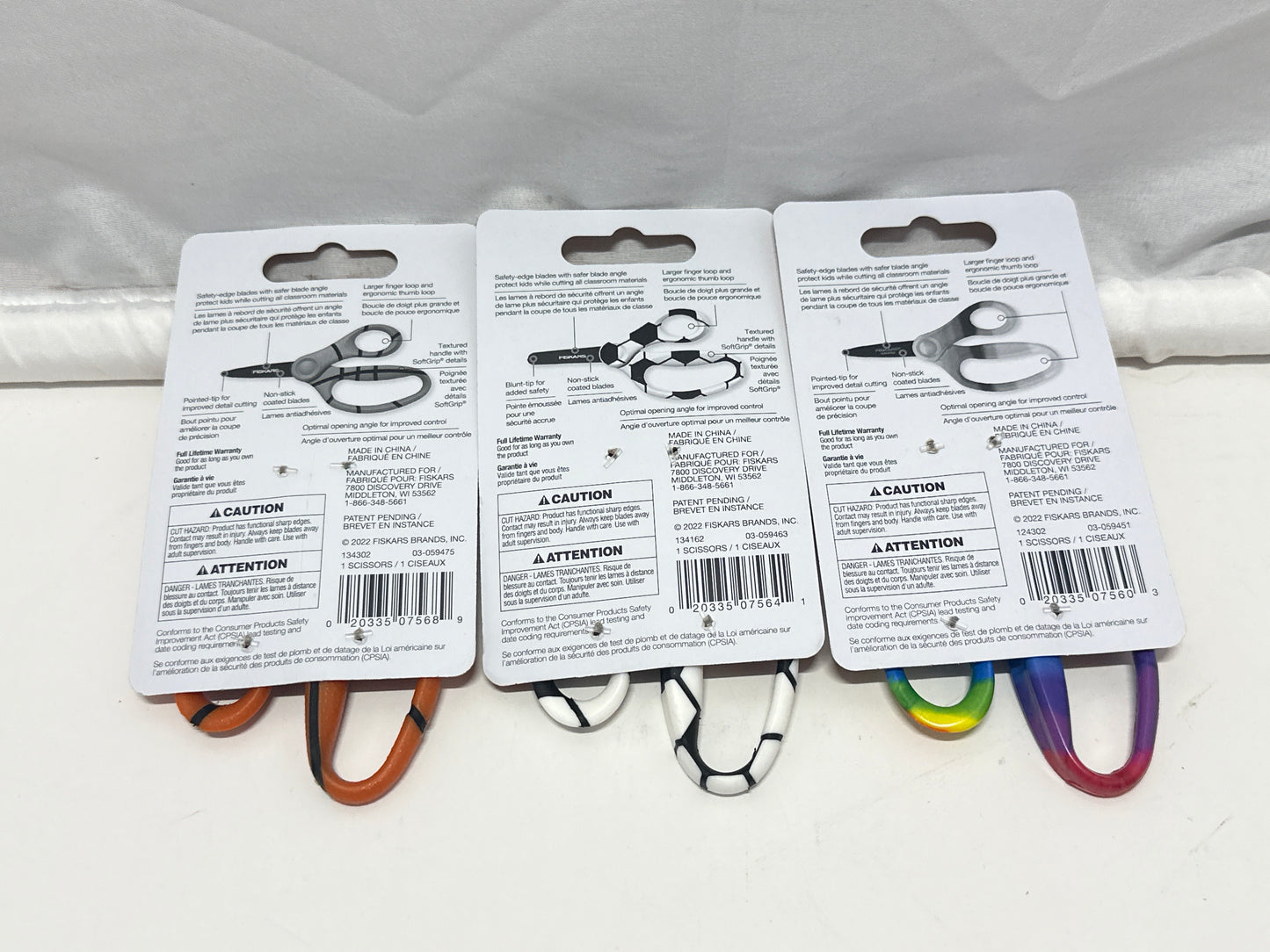 Fiskars Kids Scissors 3 Pack Basketball Soccer Rainbow Designs