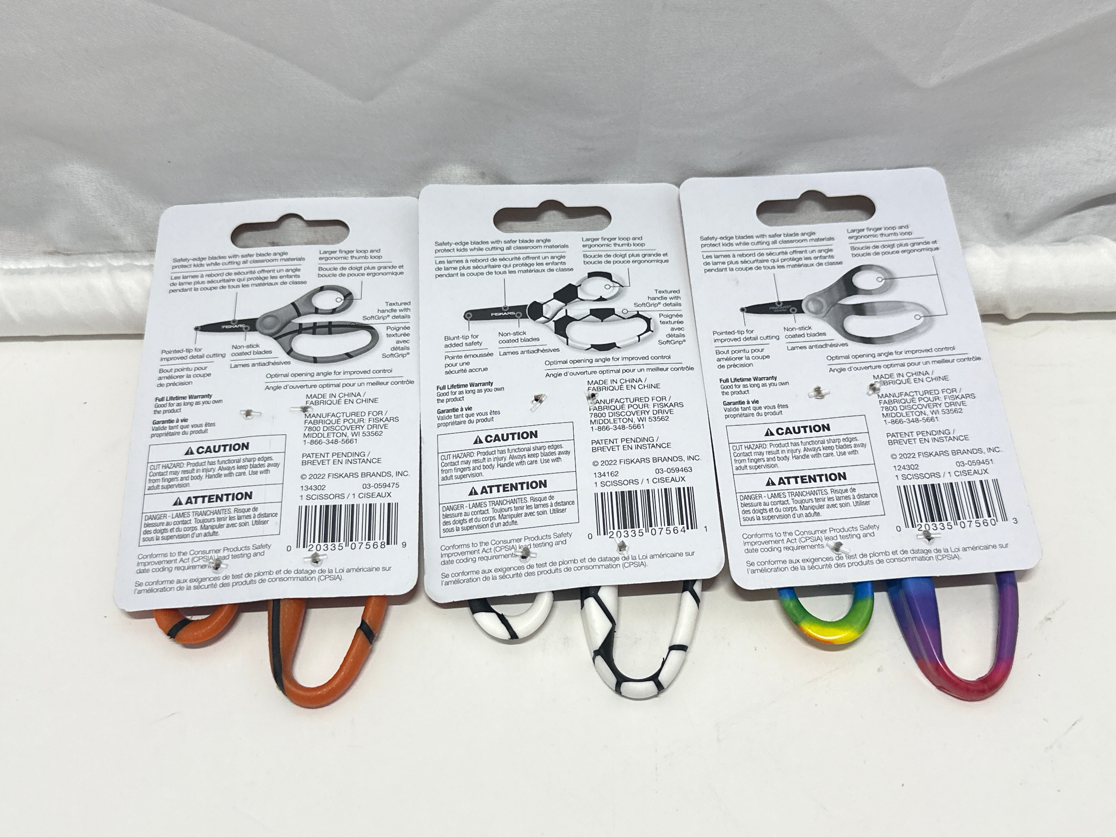 Fiskars Kids Scissors 3 Pack Basketball Soccer Rainbow Designs