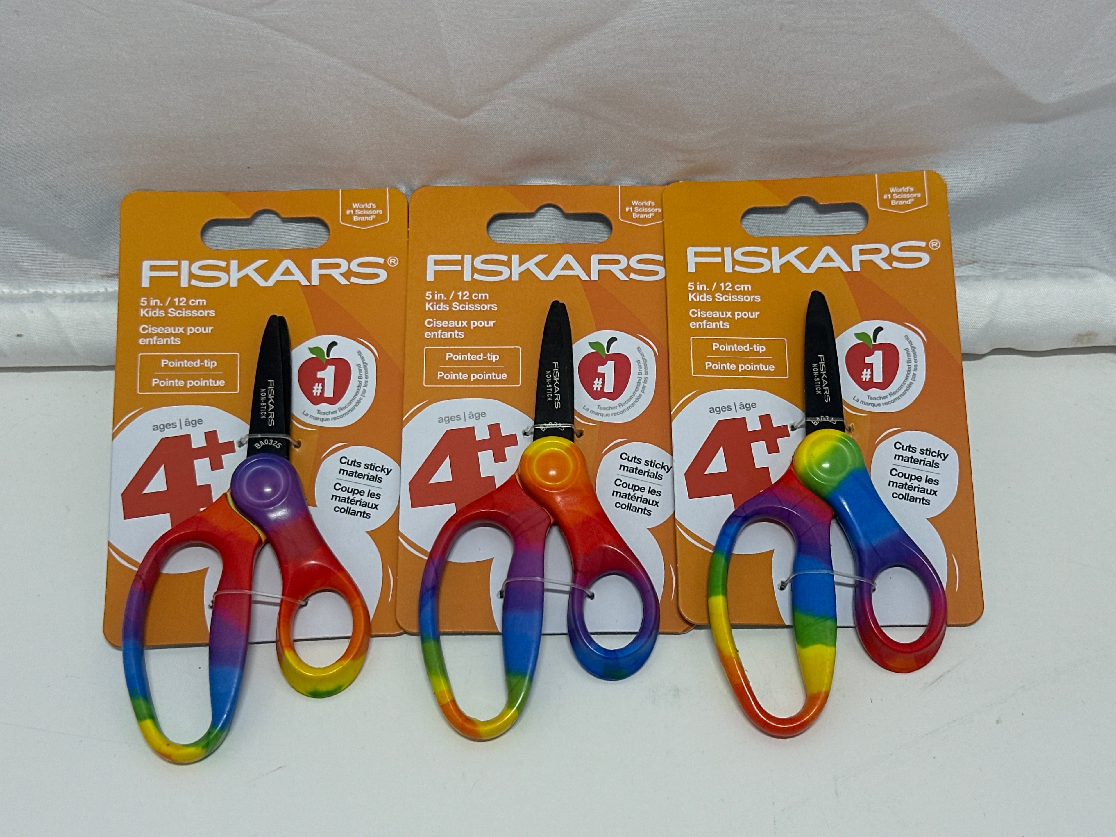 Fiskars Kids Scissors 3 Pack Rainbow Gradient Colorful Designs