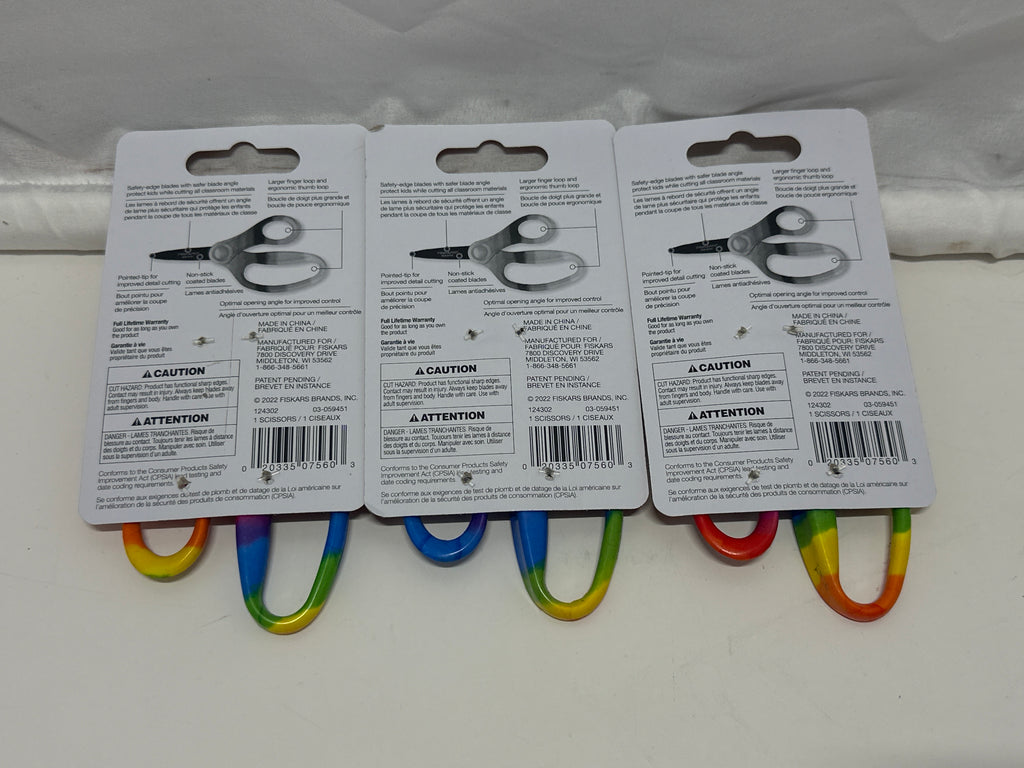 Fiskars Kids Scissors 3 Pack Rainbow Gradient Colorful Designs