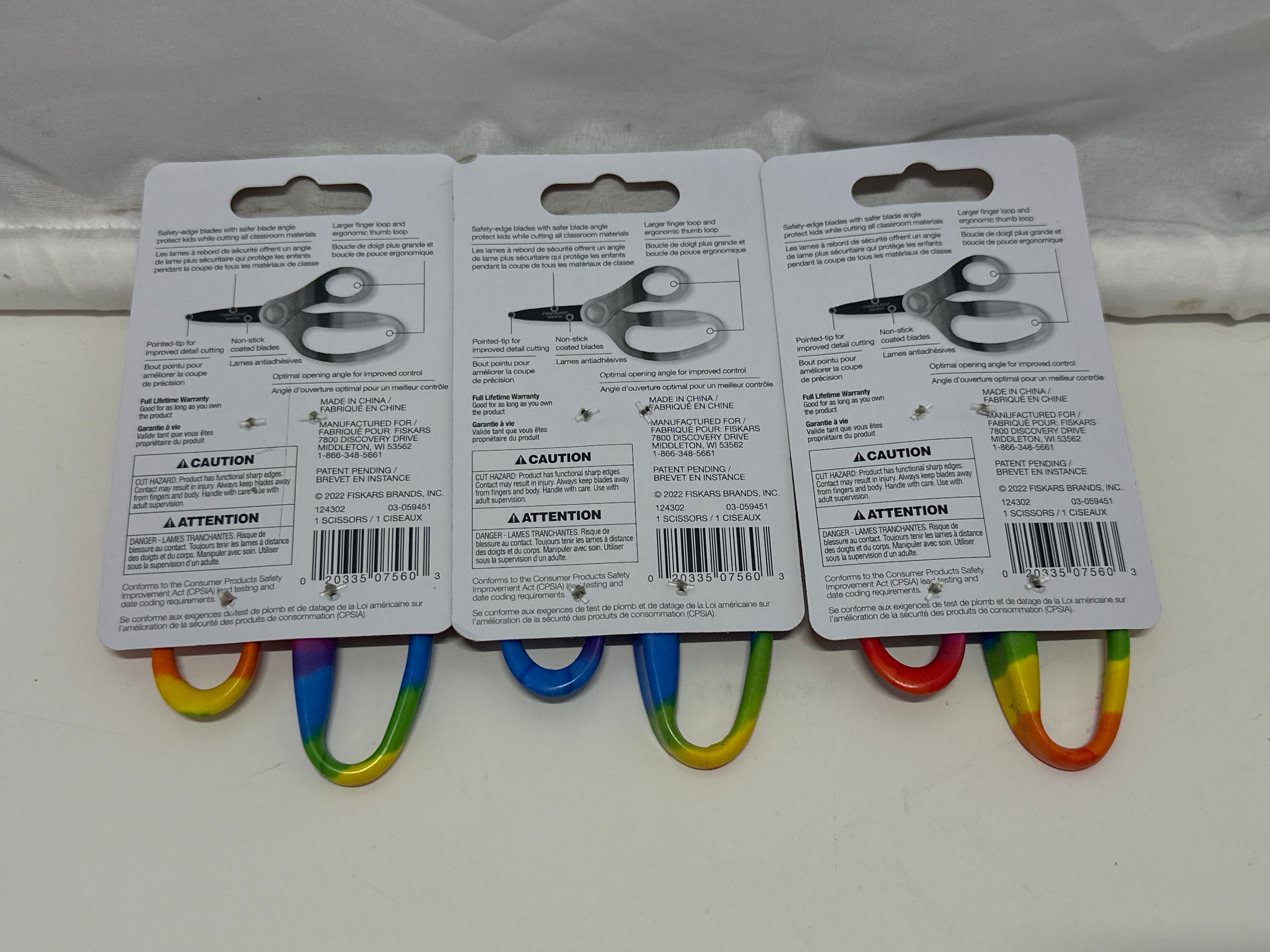 Fiskars Kids Scissors 3 Pack Rainbow Gradient Colorful Designs