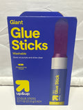 Up&Up Giant Glue Sticks 12 Pack Washable Disappearing Purple 0.77oz Each