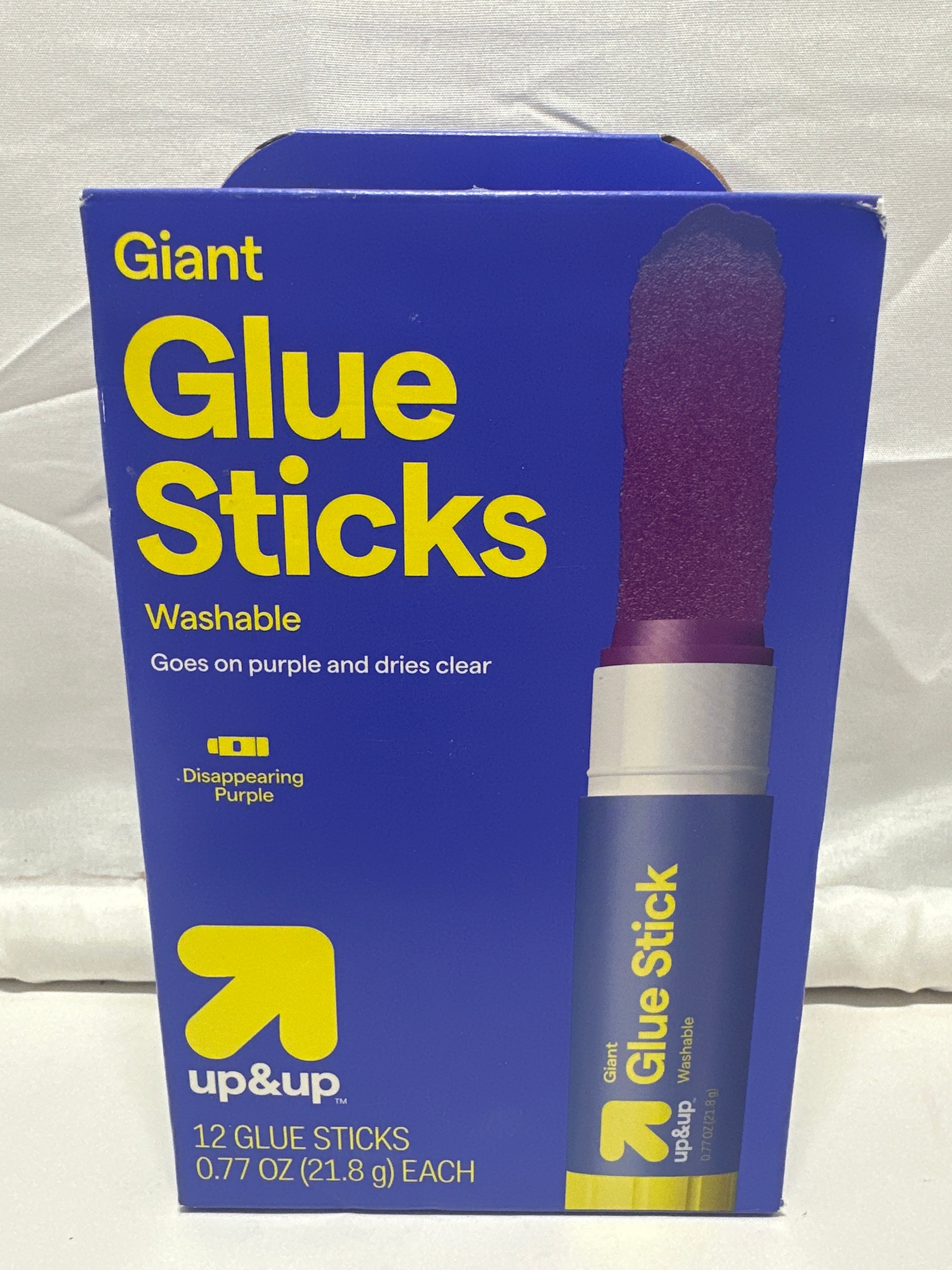 Up&Up Giant Glue Sticks 12 Pack Washable Disappearing Purple 0.77oz Each