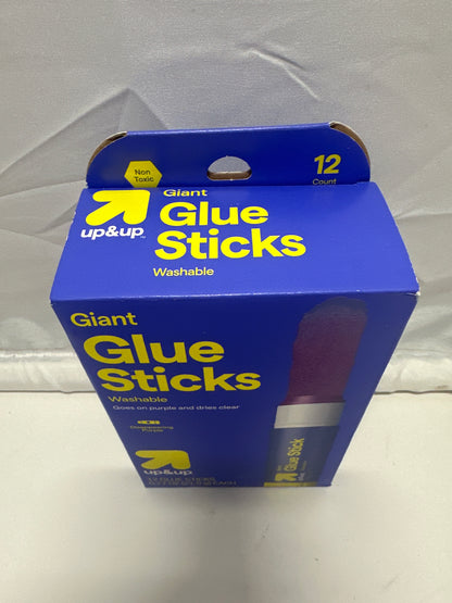 Up&Up Giant Glue Sticks 12 Pack Washable Disappearing Purple 0.77oz Each