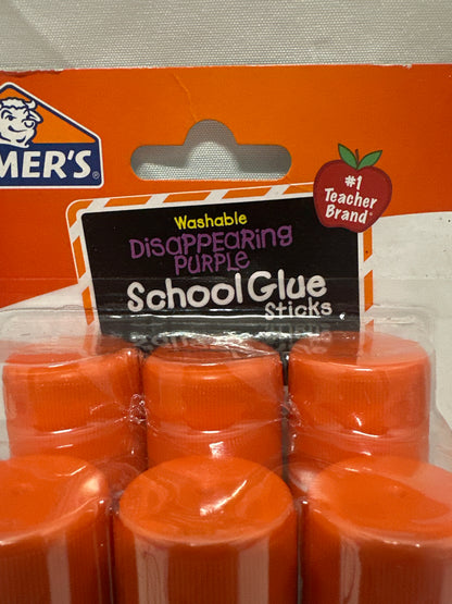 Elmer's Disappearing Purple School Glue Sticks 6 Pack Washable Giant Size