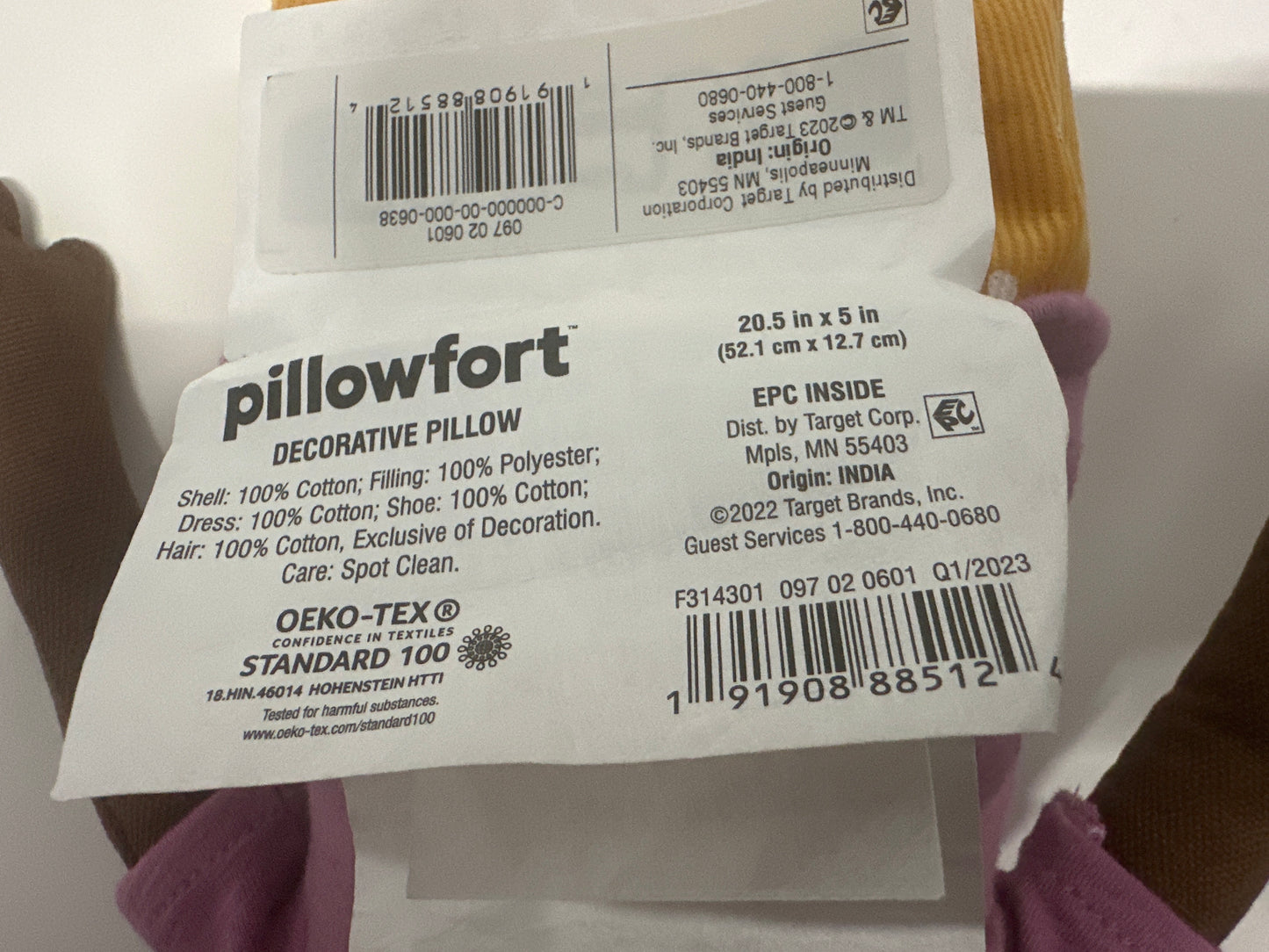 Pillowfort Purple Pillow Pal Doll 20in Plush Decorative Soft Doll
