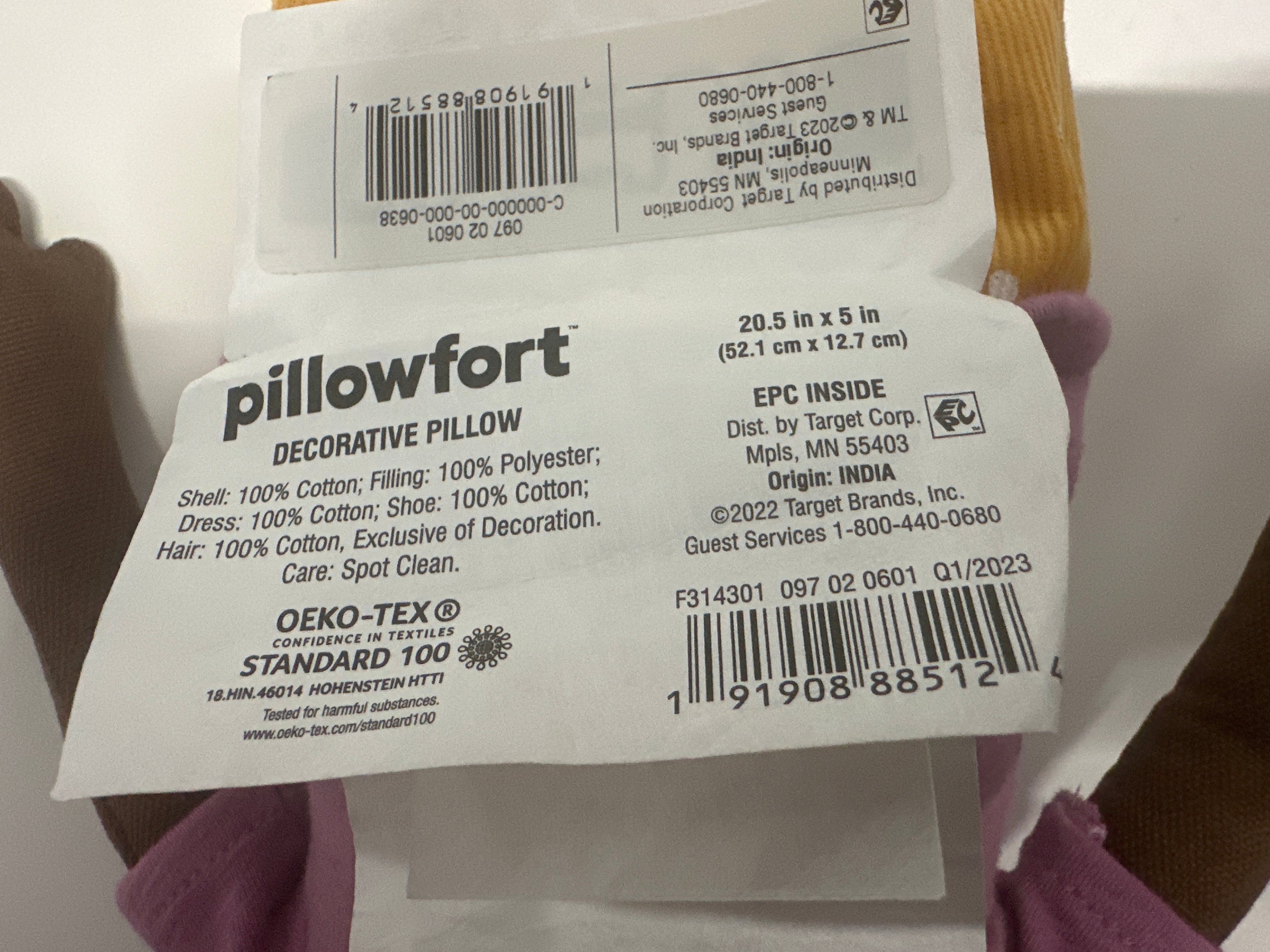 Pillowfort Purple Pillow Pal Doll 20in Plush Decorative Soft Doll