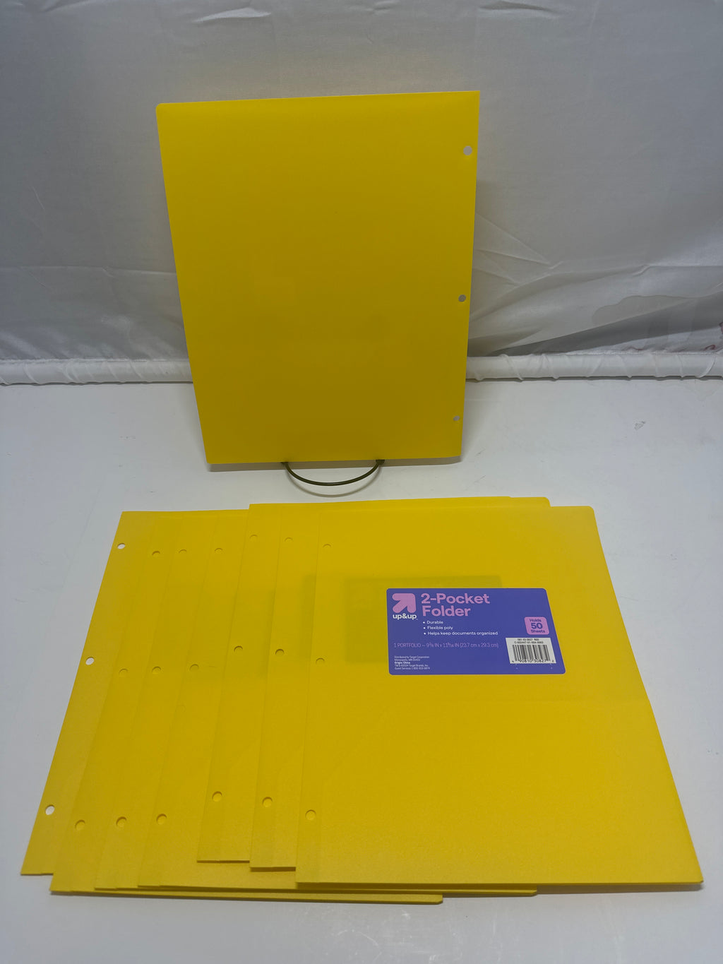 Up&Up 2 Pocket Folders 8 Pack Yellow Poly 3 Hole Punch Holds 50 Sheets Durable
