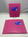 Up&Up 2 Pocket Folders 8 Pack Pink Poly 3 Hole Punch Holds 50 Sheets Durable