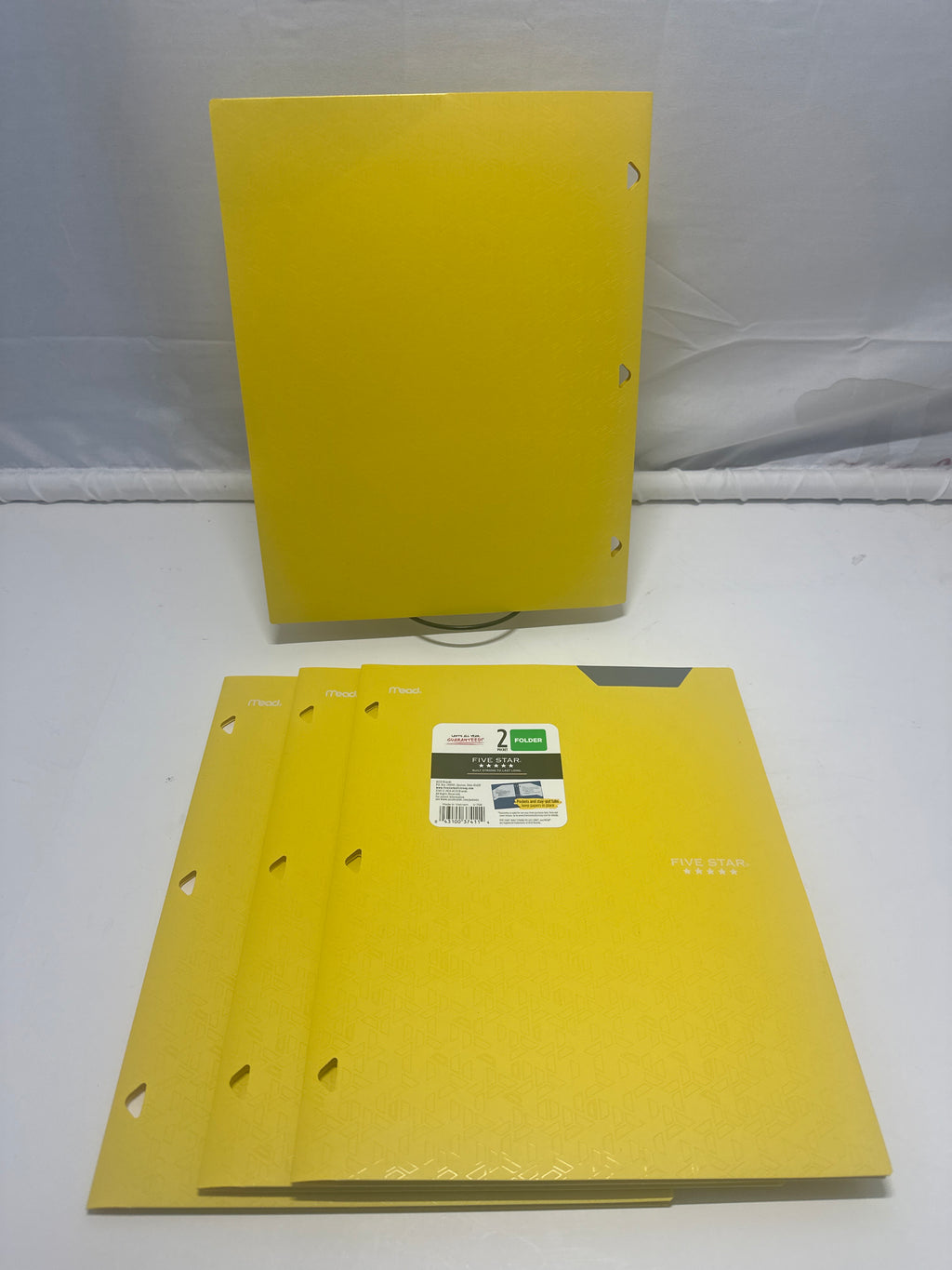 Mead Five Star 2 Pocket Poly Folders 4 Pack Yellow Durable 3 Hole Punch School