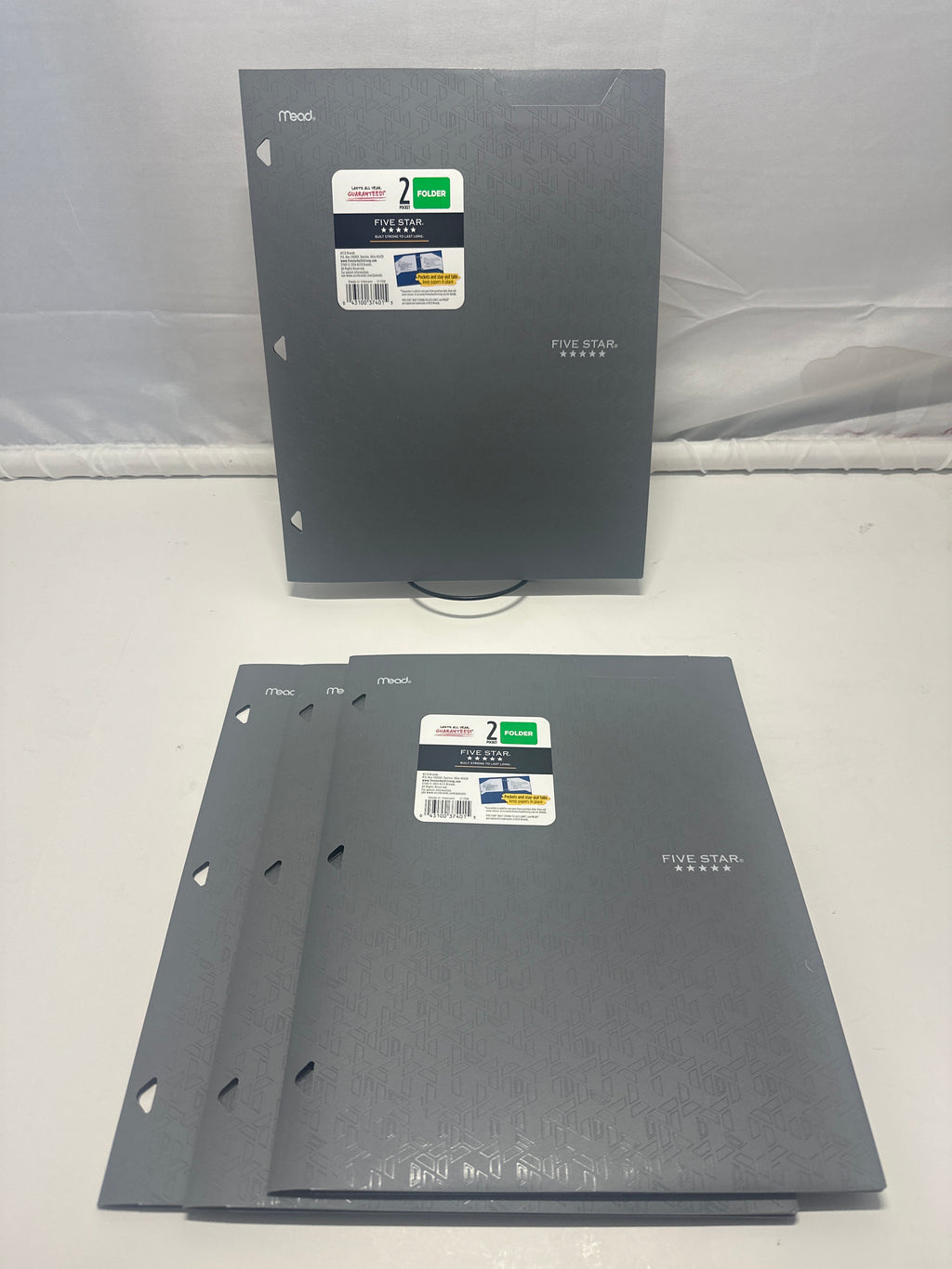 Mead Five Star 2 Pocket Poly Folders 4 Pack Gray Durable 3 Hole Punch School