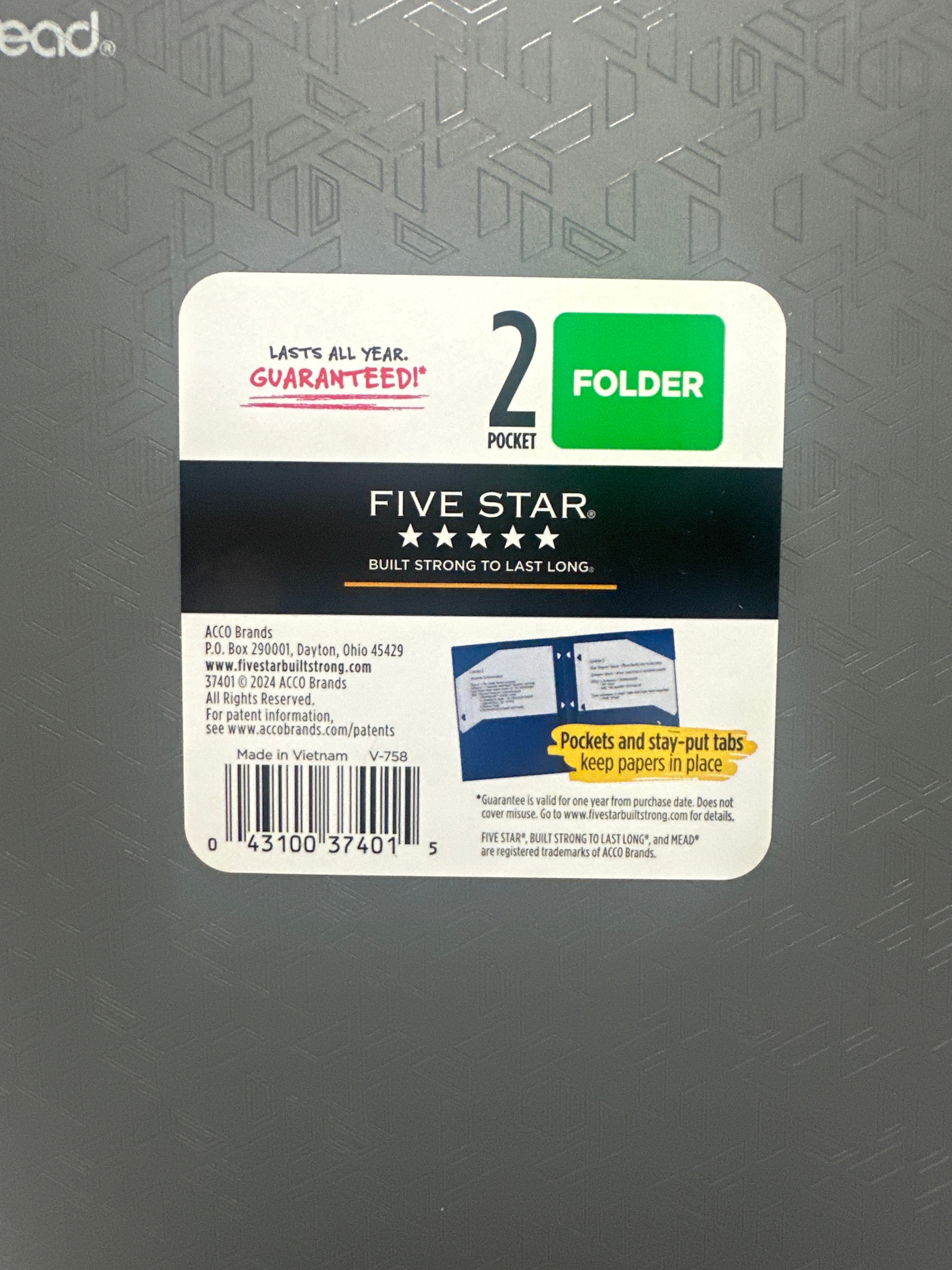 Mead Five Star 2 Pocket Poly Folders 4 Pack Gray Durable 3 Hole Punch School