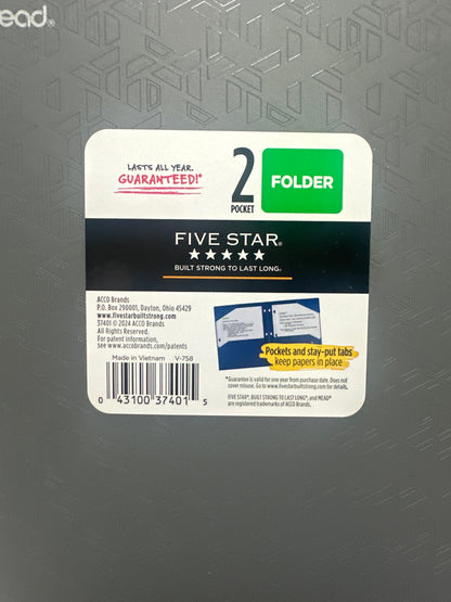 Mead Five Star 2 Pocket Poly Folders 4 Pack Gray Durable 3 Hole Punch School