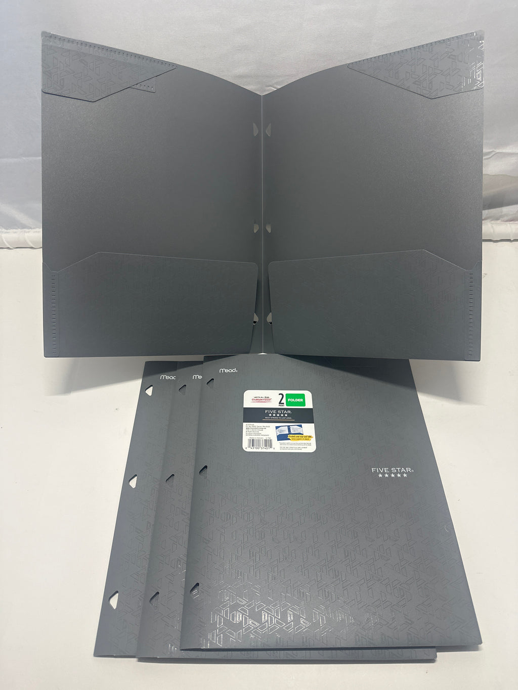 Mead Five Star 2 Pocket Poly Folders 4 Pack Gray Durable 3 Hole Punch School