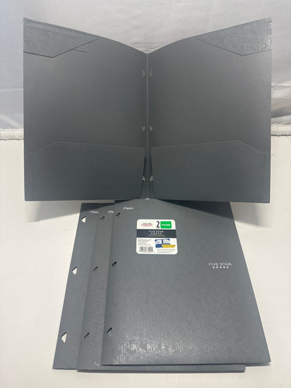 Mead Five Star 2 Pocket Poly Folders 4 Pack Gray Durable 3 Hole Punch School